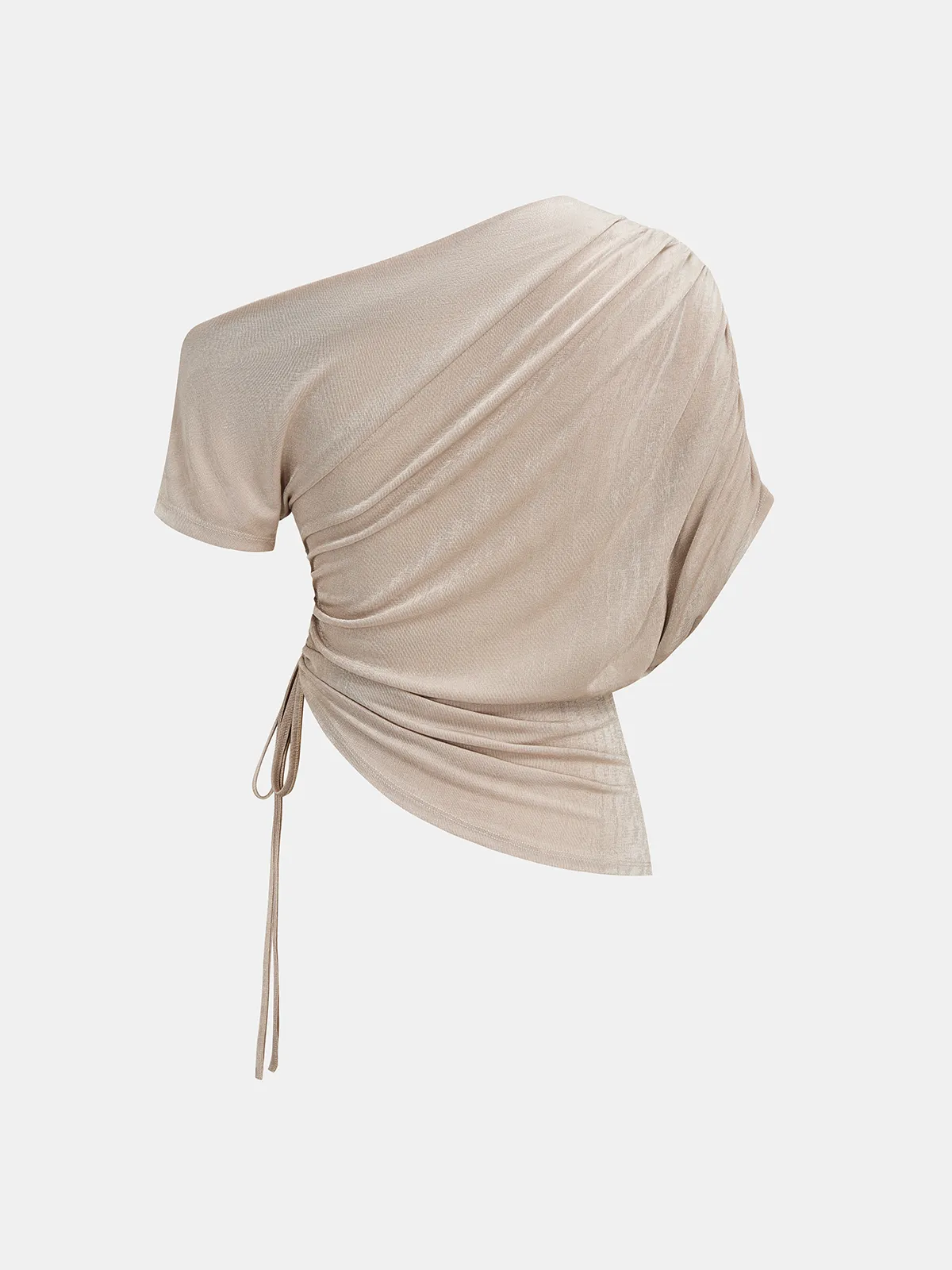 One Shoulder Drawstring Ruched Blouse sold by COMMENSE product image thumbnail 2
