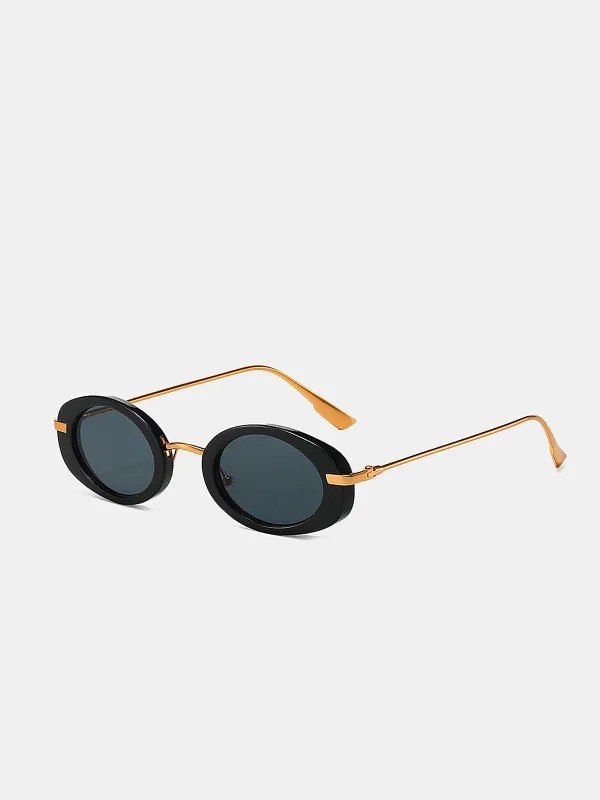 Oval Retro Frame Metal Temple Sunglasses made by COMMENSE