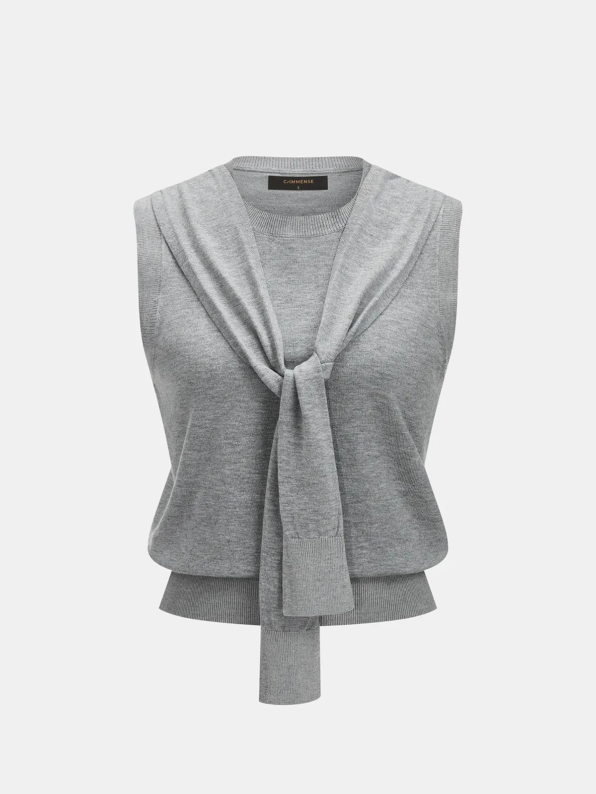 Knotted Scarf Design Sleeveless Knit Vest Top sold by COMMENSE