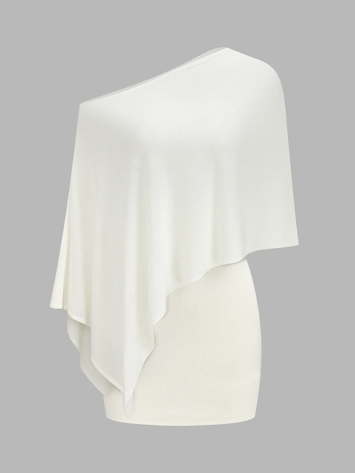 Asymmetric Knit Cape Top & Mini Skirt Set sold by COMMENSE product image thumbnail 2