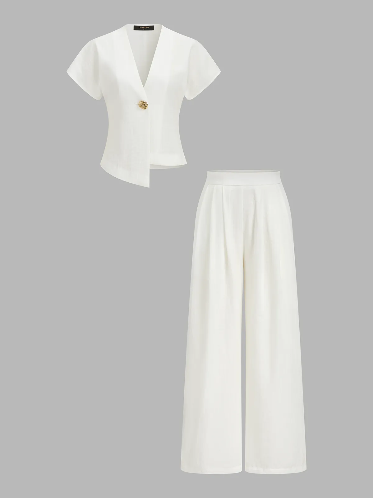Irregular Hem Short Sleeve Top & Pants Set sold by COMMENSE product image thumbnail 2