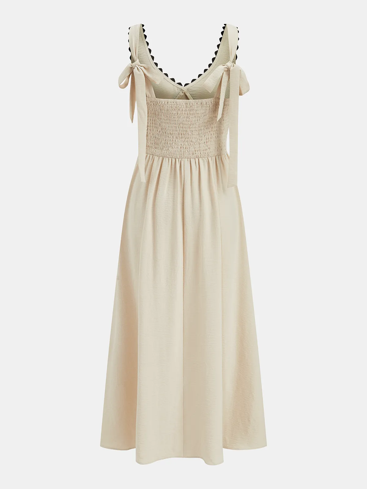 Contrast Wavy Trim Sleeveless Maxi Dress sold by COMMENSE product image thumbnail 3