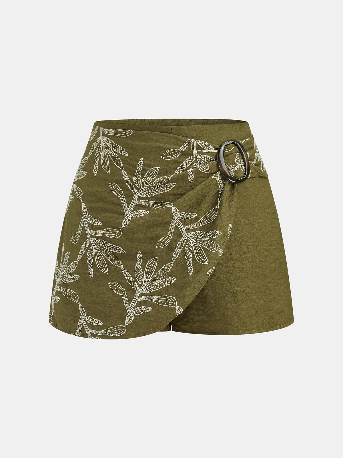 Cotton Linen Leaf Embroidered Shirt & Shorts Set sold by COMMENSE product image thumbnail 4