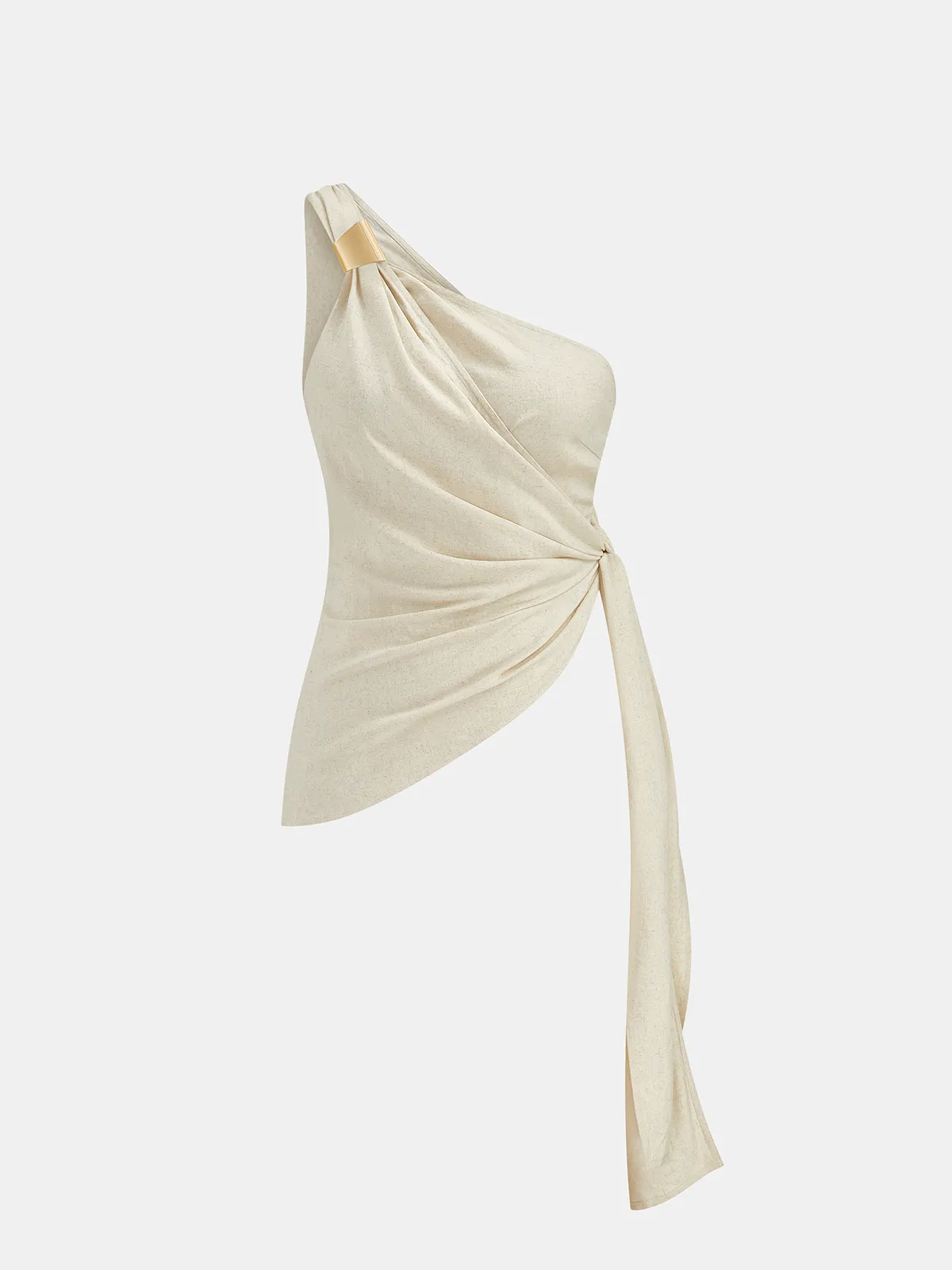 Linen Blend One Shoulder Top & Pants Set sold by COMMENSE product image thumbnail 2