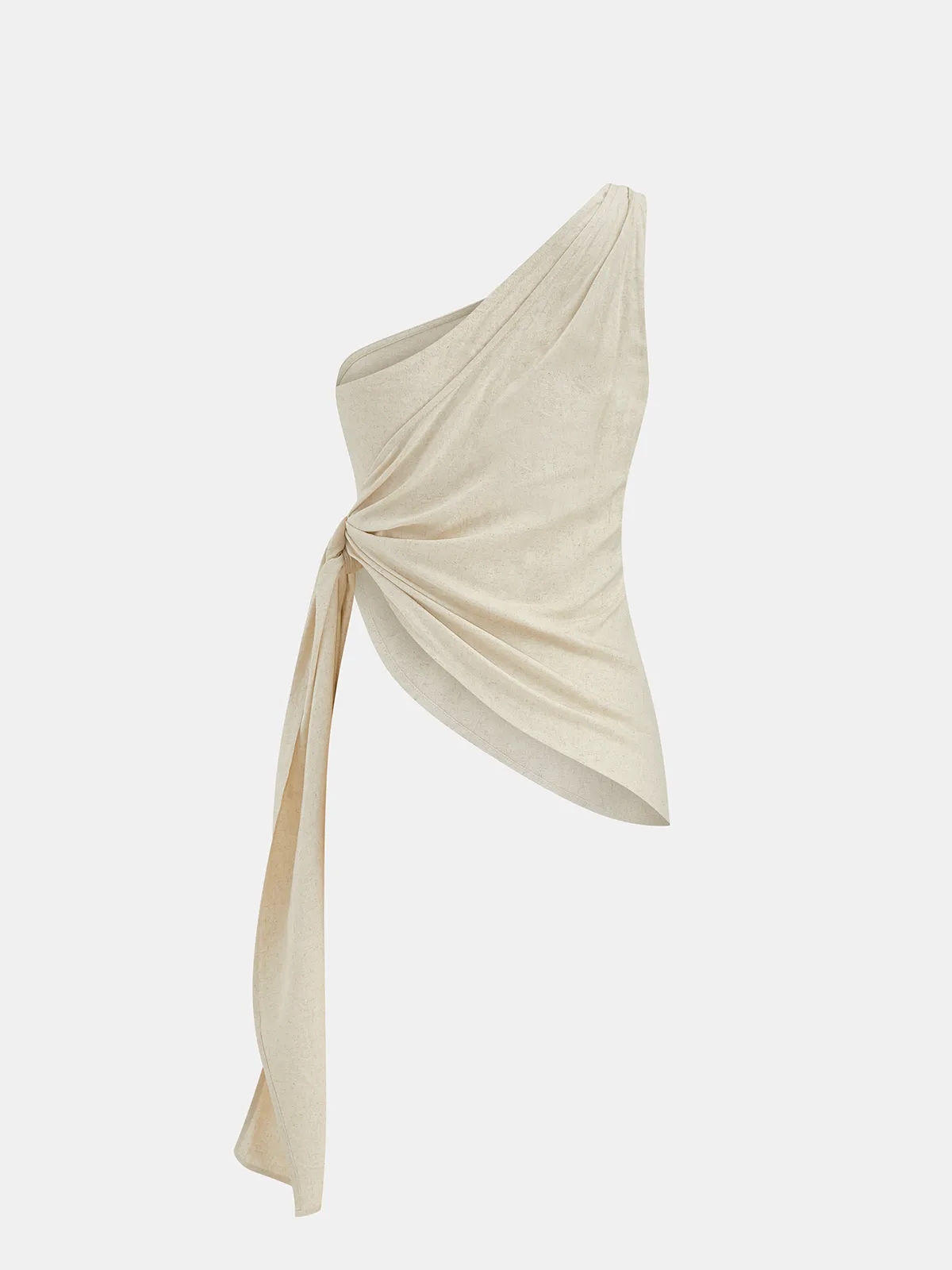 Linen Blend One Shoulder Top & Pants Set sold by COMMENSE product image thumbnail 3