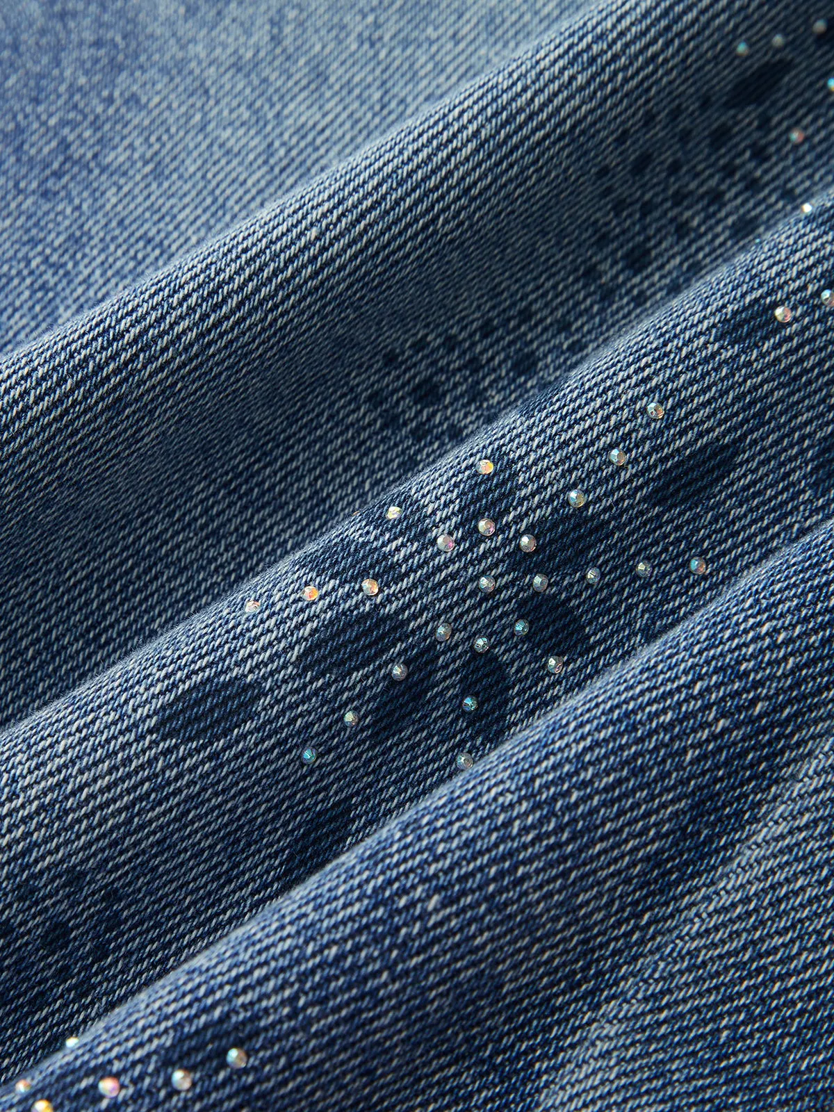 Snowflake Rhinestone Straight-Leg Jeans sold by COMMENSE product image thumbnail 3
