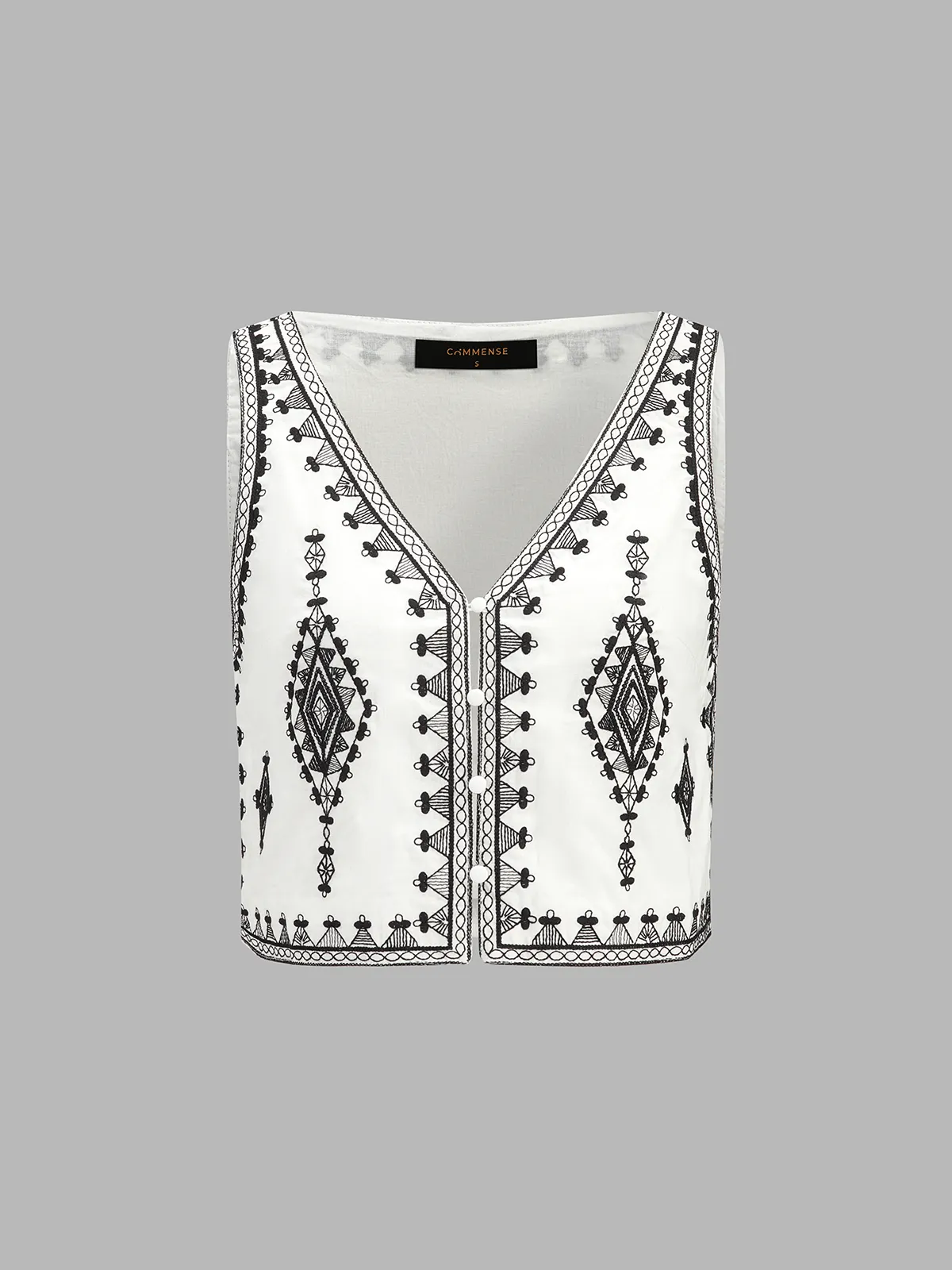 Embroidered Cotton Blend Vest & Shorts Set sold by COMMENSE product image thumbnail 2