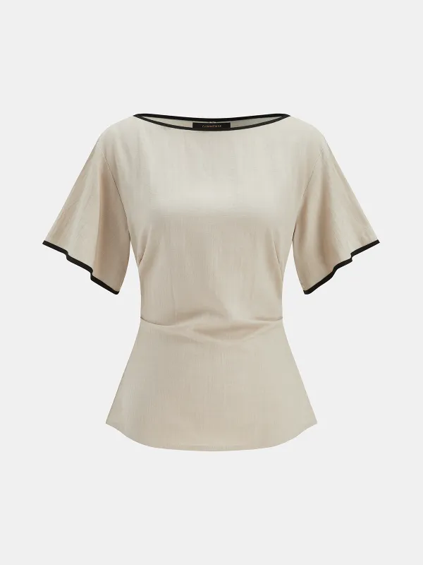 Lyocell Contrast Trim Ruched Top made by COMMENSE