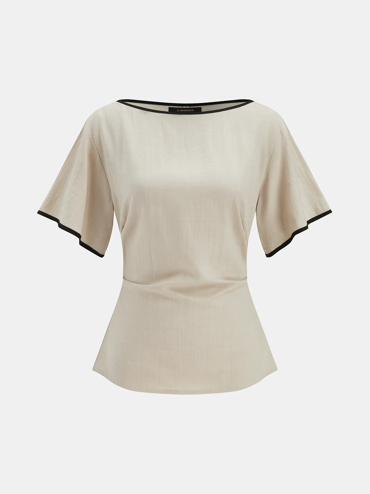 Lyocell Contrast Trim Ruched Top sold by COMMENSE