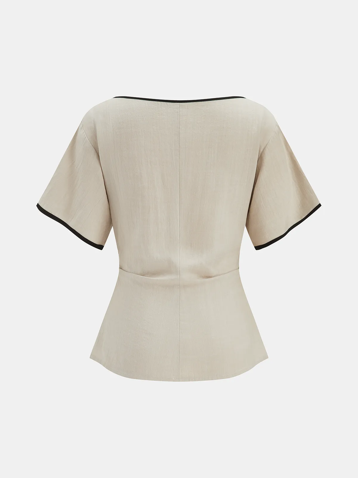 Lyocell Contrast Trim Ruched Top sold by COMMENSE product image thumbnail 2