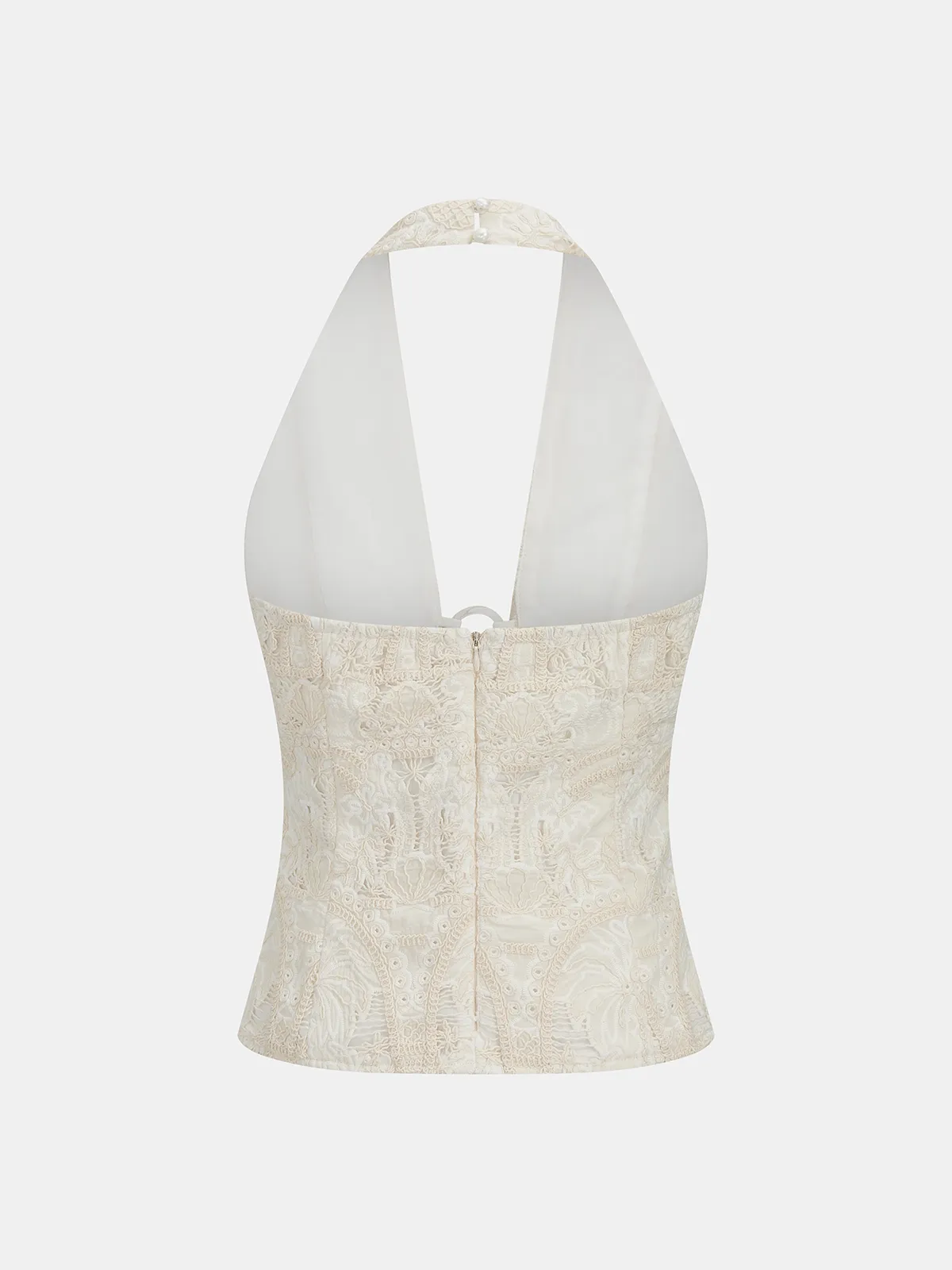 Embroidered Cotton Blend Halter Tank Top sold by COMMENSE product image thumbnail 2