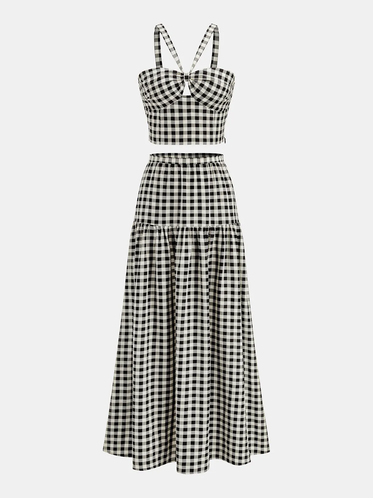 Gingham Cotton Blend Cami Top & Skirt Set sold by COMMENSE
