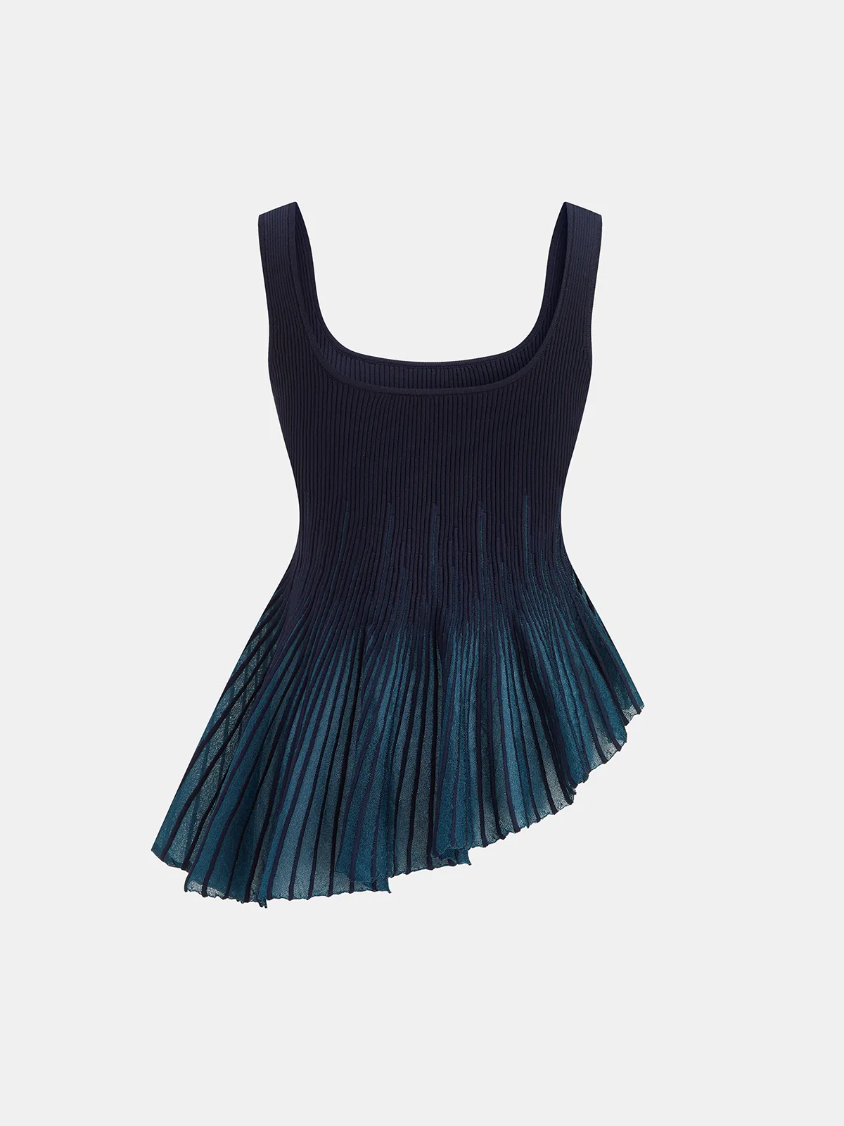 Asymmetrical Ribbed Knit Peplum Tank Top sold by COMMENSE product image thumbnail 2