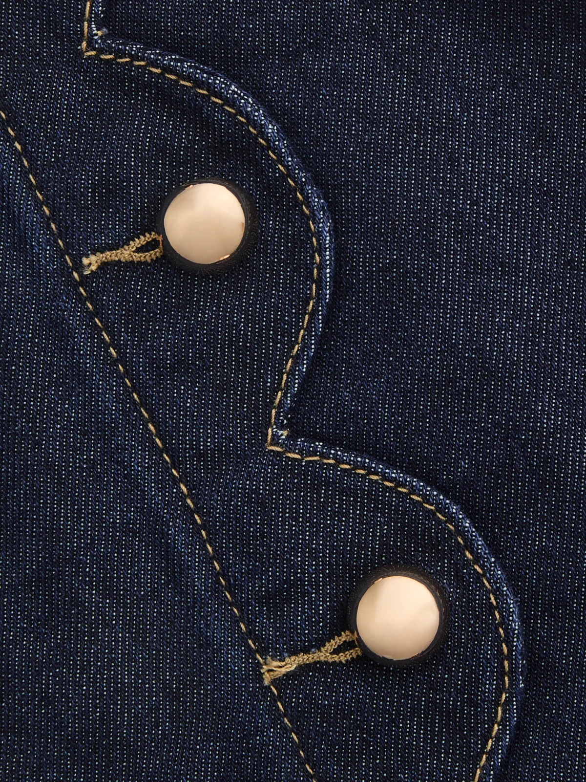 Scallop Button Front Sleeveless Denim Mini Dress sold by COMMENSE product image thumbnail 3