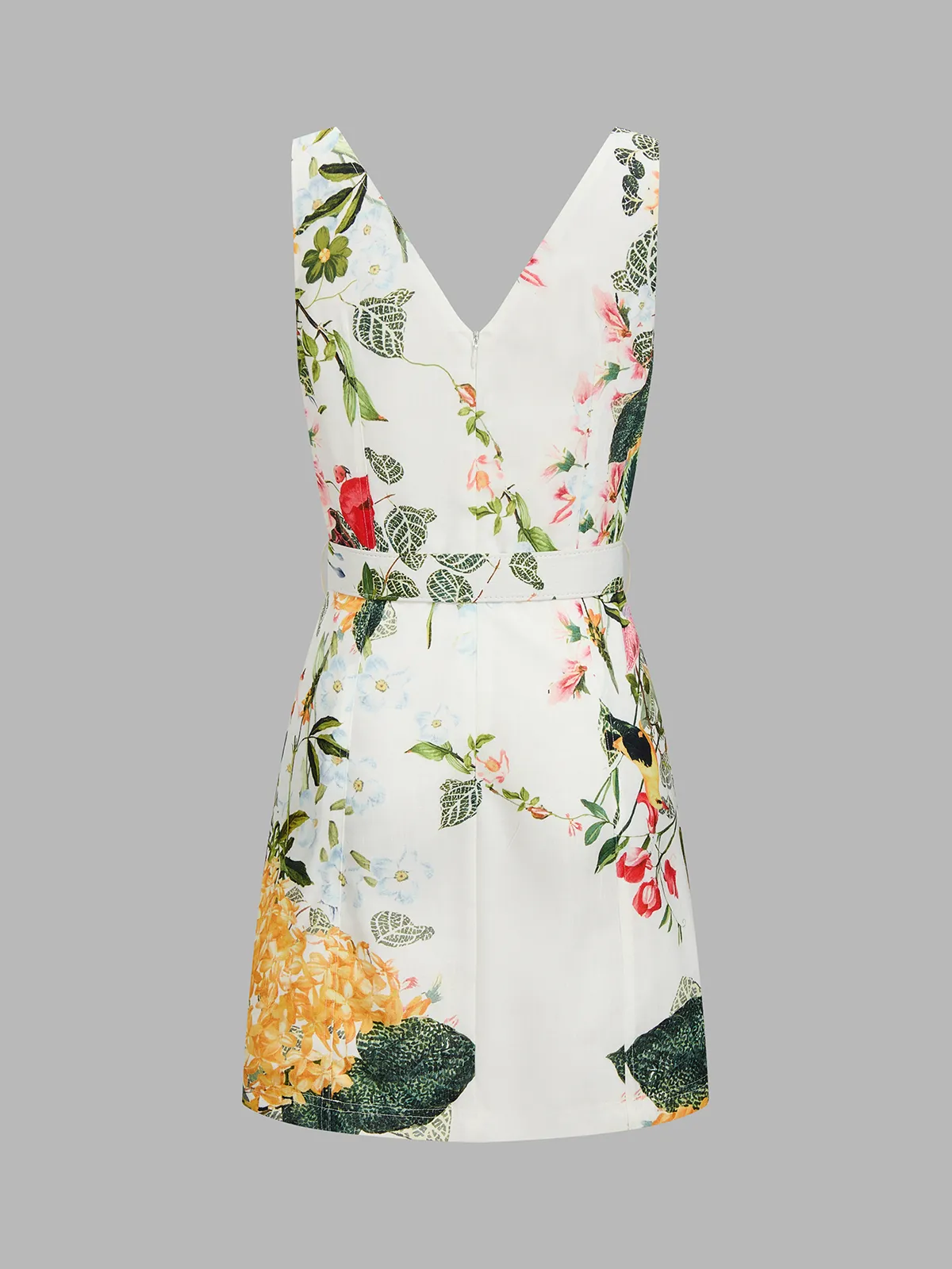 Floral Print Sleeveless Belted Mini Dress sold by COMMENSE product image thumbnail 3