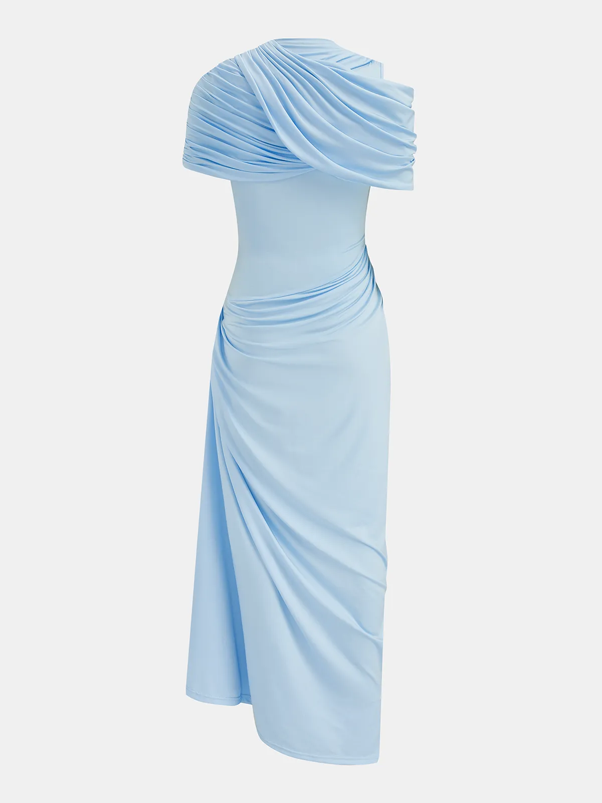 Removable Cape Asymmetrical Draped Maxi Dress sold by COMMENSE product image thumbnail 3