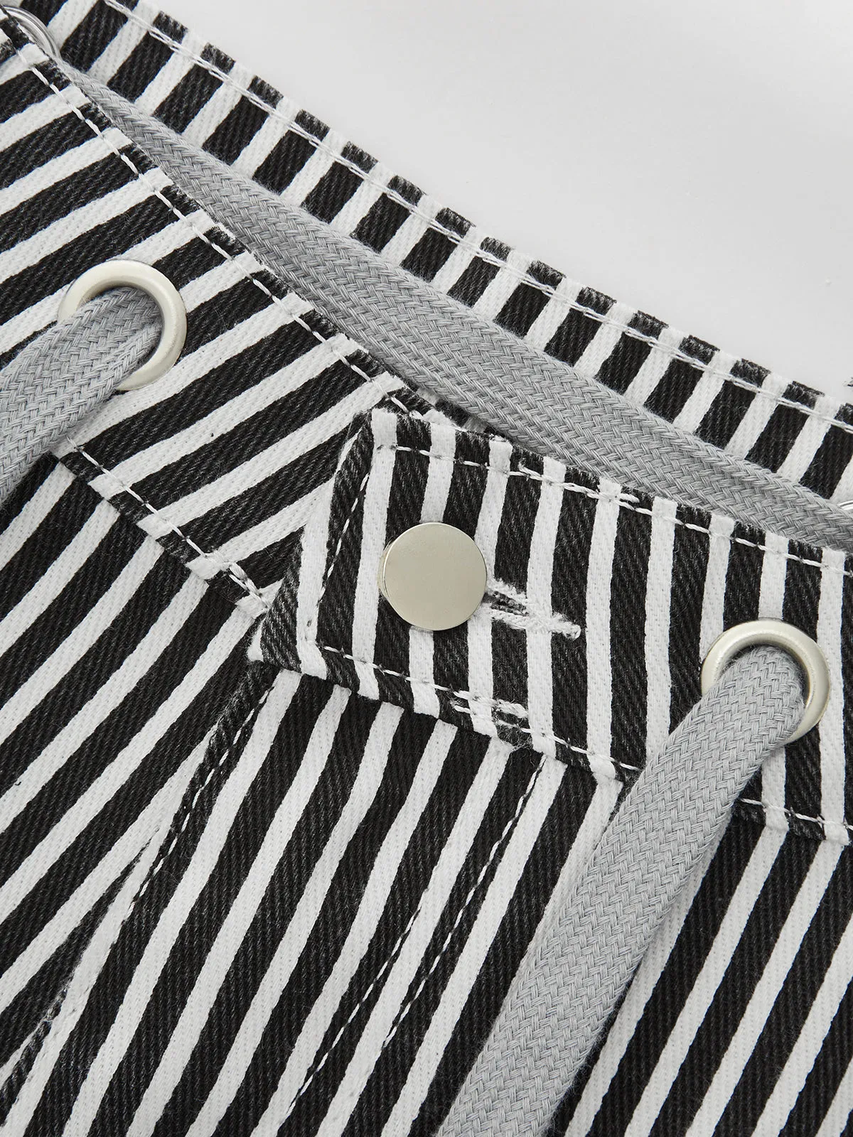 Striped Patchwork Drawstring Barrel Pants sold by COMMENSE product image thumbnail 4