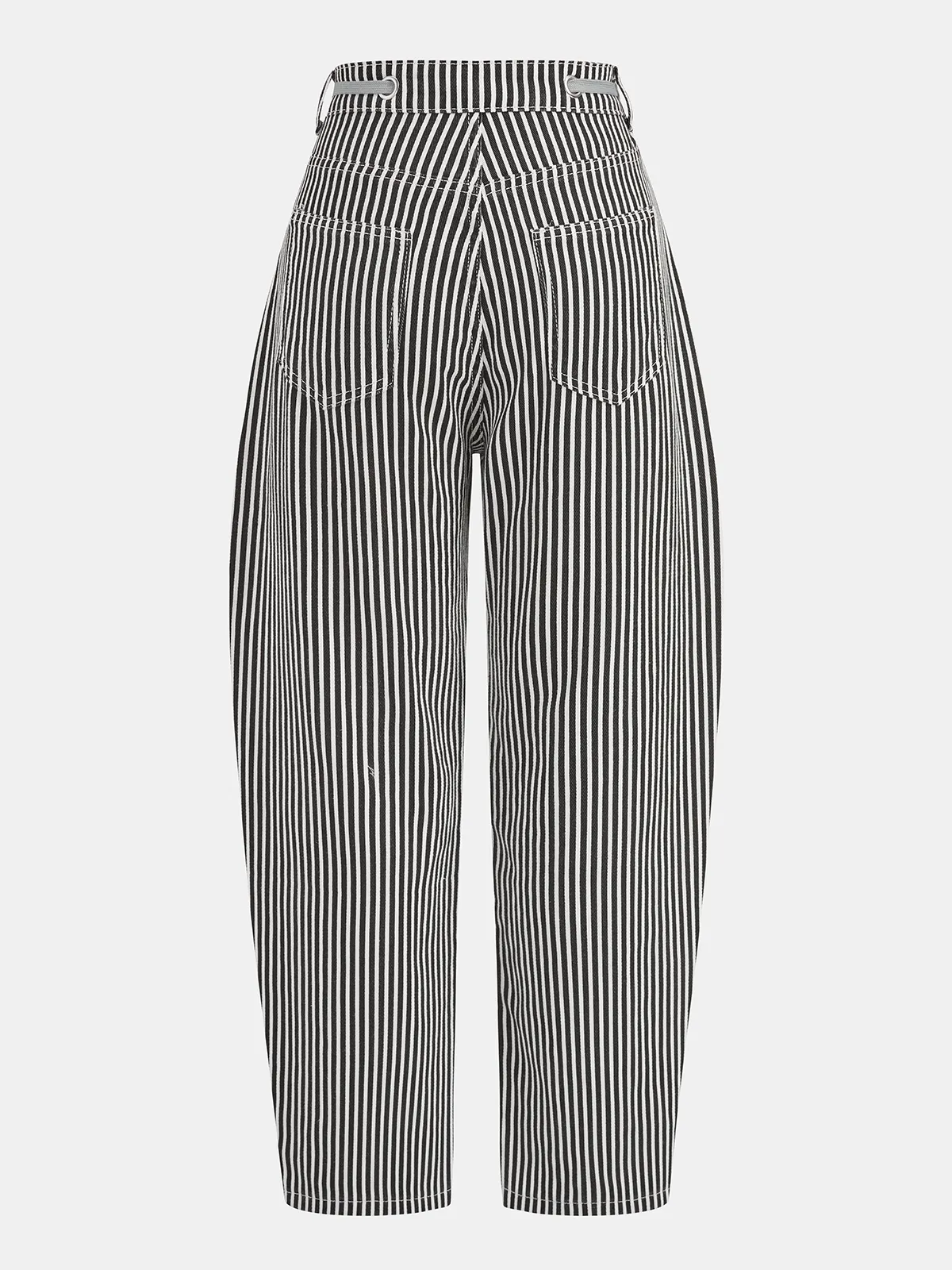Striped Patchwork Drawstring Barrel Pants sold by COMMENSE product image thumbnail 2