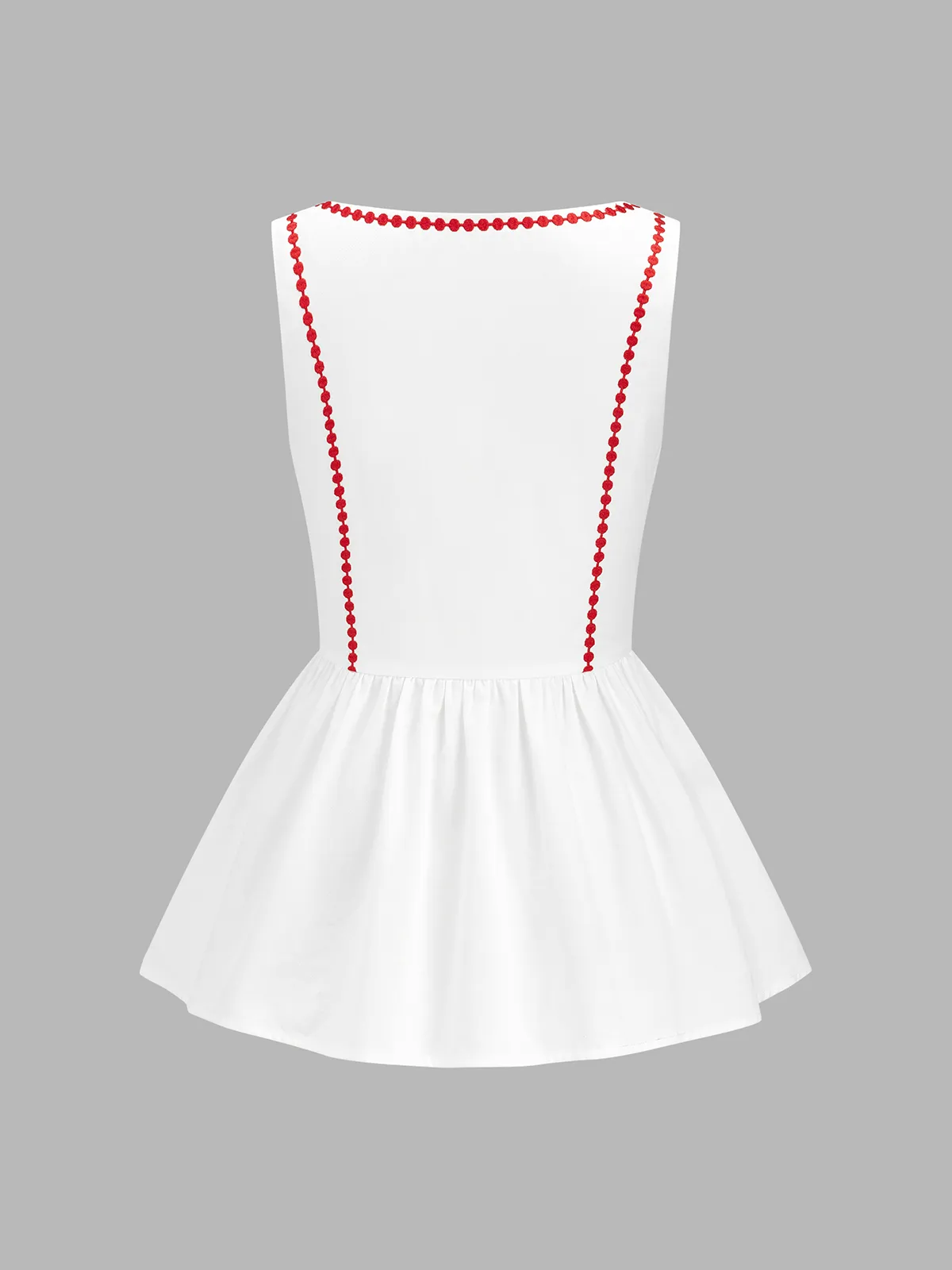 Cotton Embroidered Peplum Sleeveless Tank Top sold by COMMENSE product image thumbnail 2
