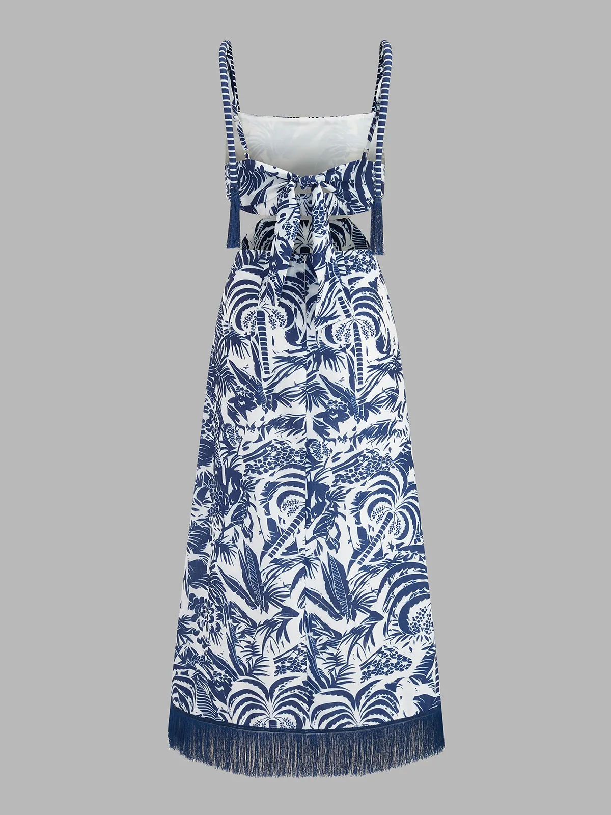 Tropical Print Fringe Cutout Maxi Dress sold by COMMENSE product image thumbnail 2