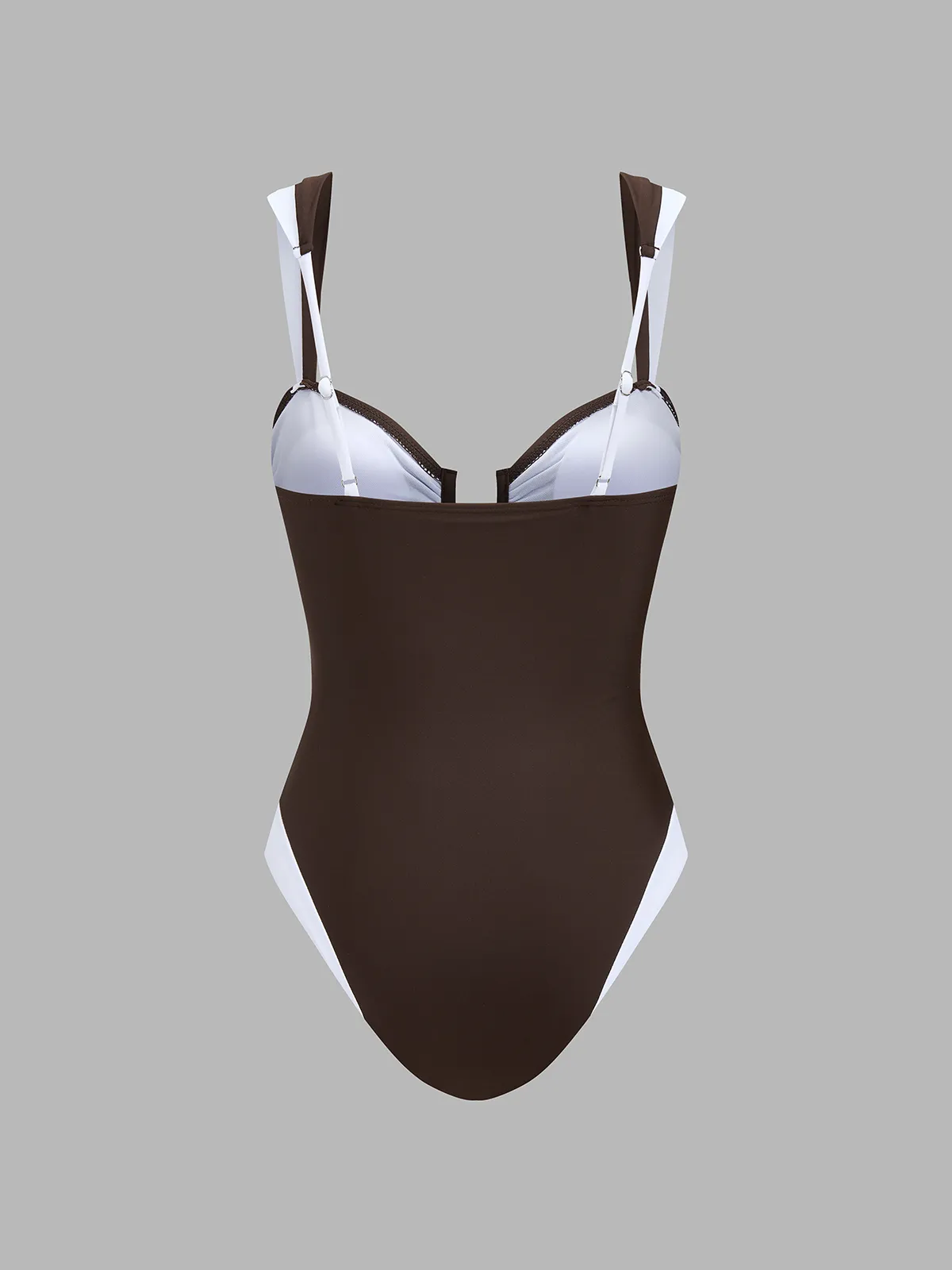 Color Block U Cut One Piece Swimsuit sold by COMMENSE product image thumbnail 2