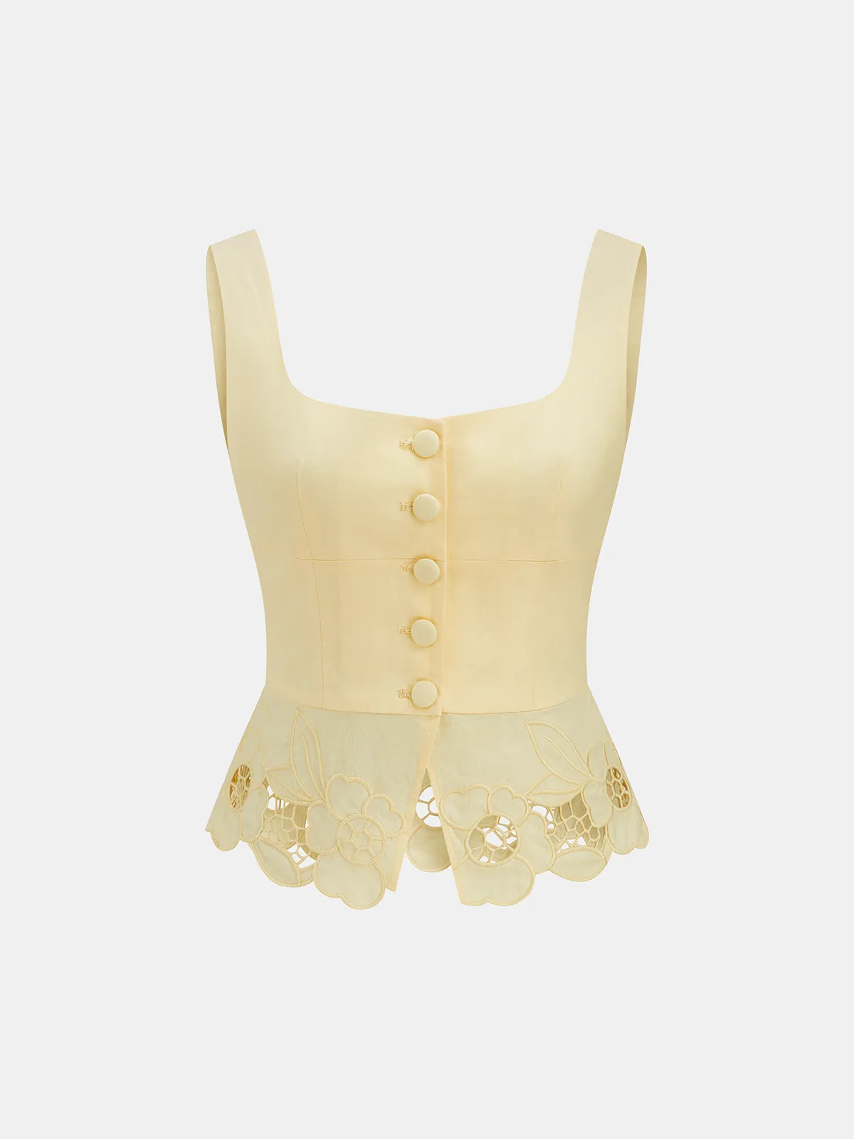 Linen Blend Embroidered Top & Pleated Skirt Set sold by COMMENSE product image thumbnail 2