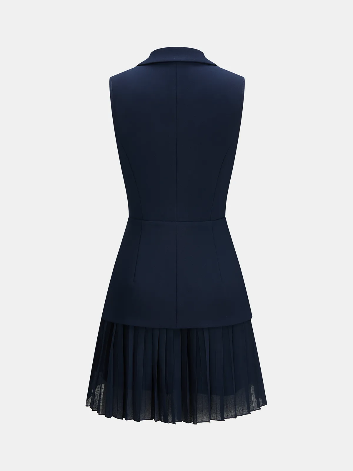 Blazer Style Pleated Mini Sleeveless Dress sold by COMMENSE product image thumbnail 3