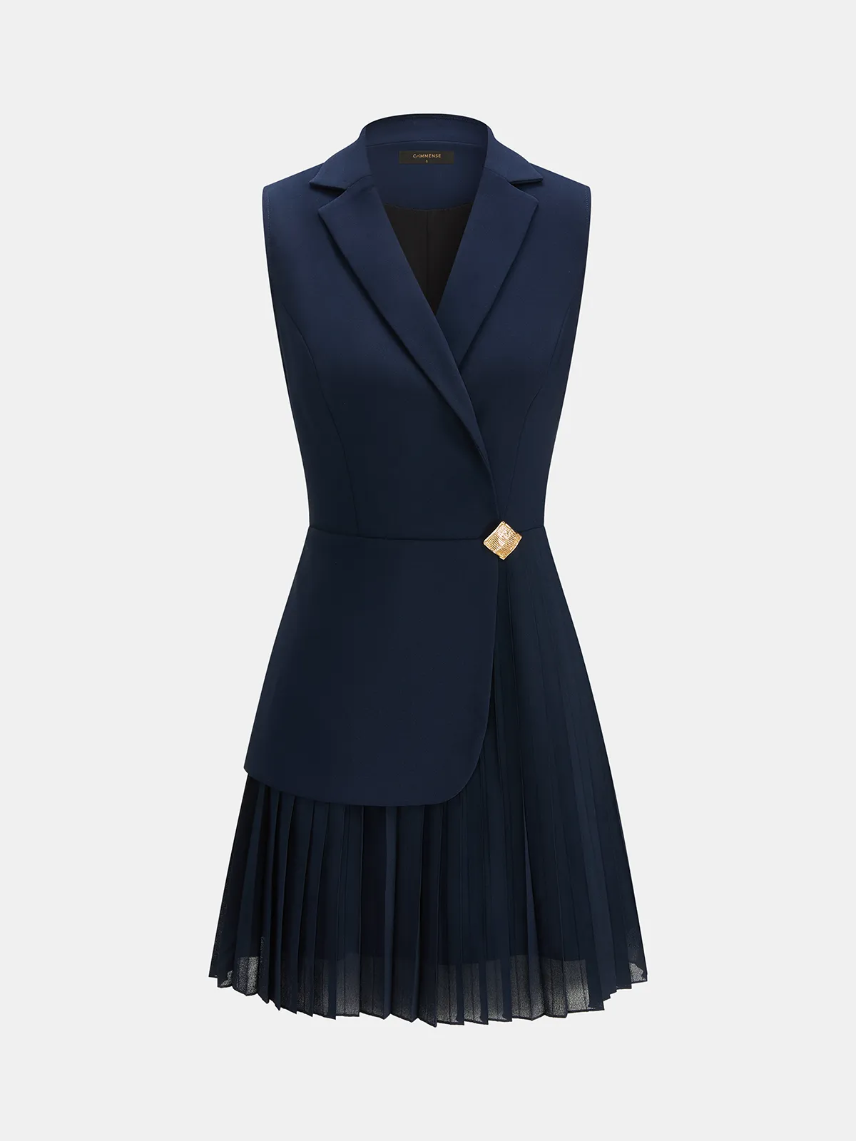 Blazer Style Pleated Mini Sleeveless Dress sold by COMMENSE product image thumbnail 2