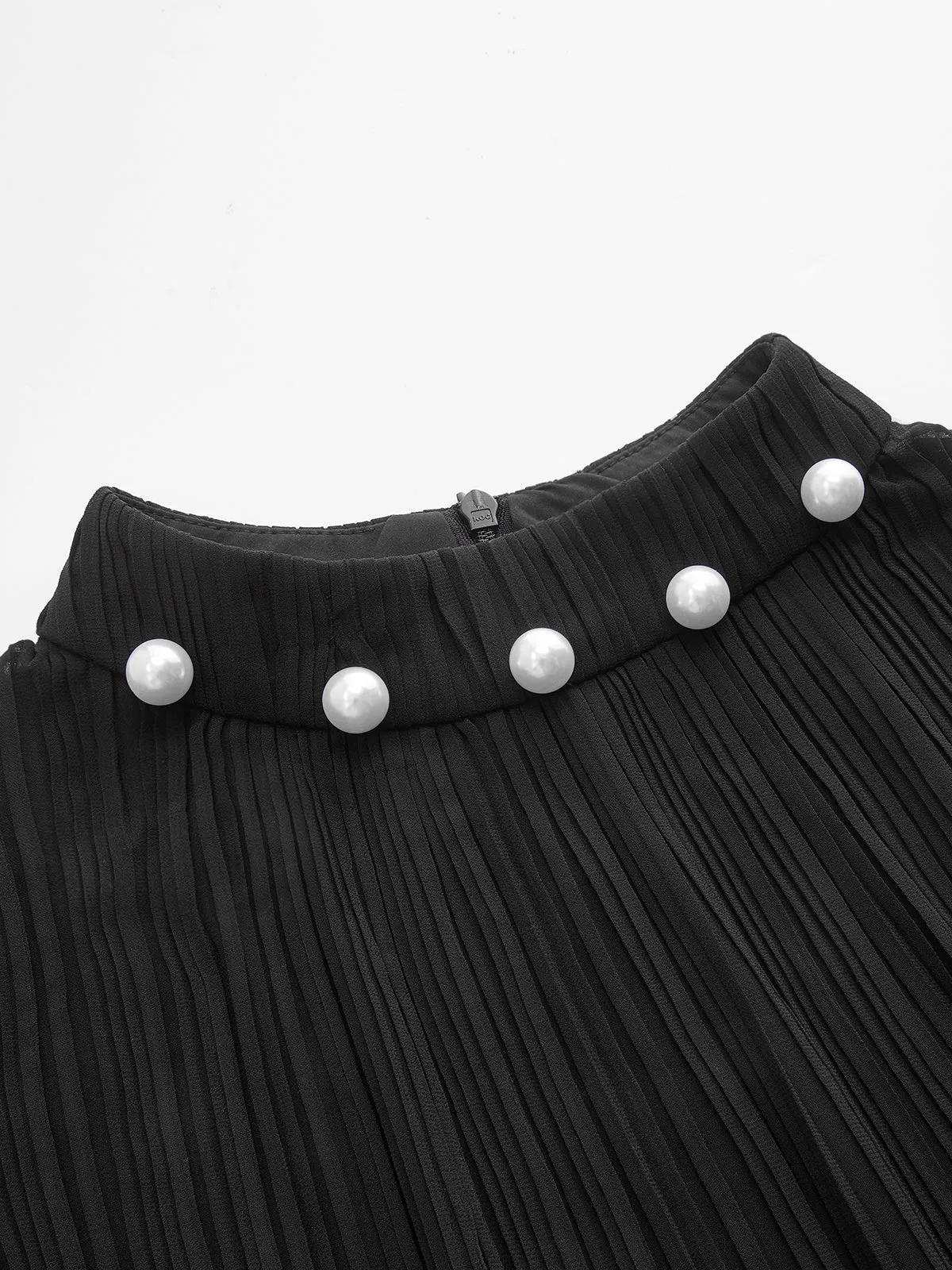 Pearl Neckline Pleated Sleeveless Bodysuit sold by COMMENSE product image thumbnail 4