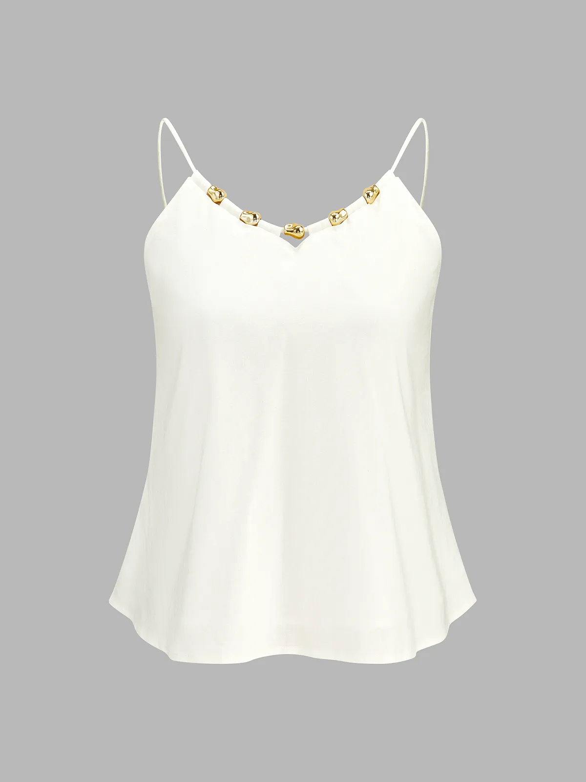 Linen Blend Metal Detail Cami Top & Shorts Set sold by COMMENSE product image thumbnail 3
