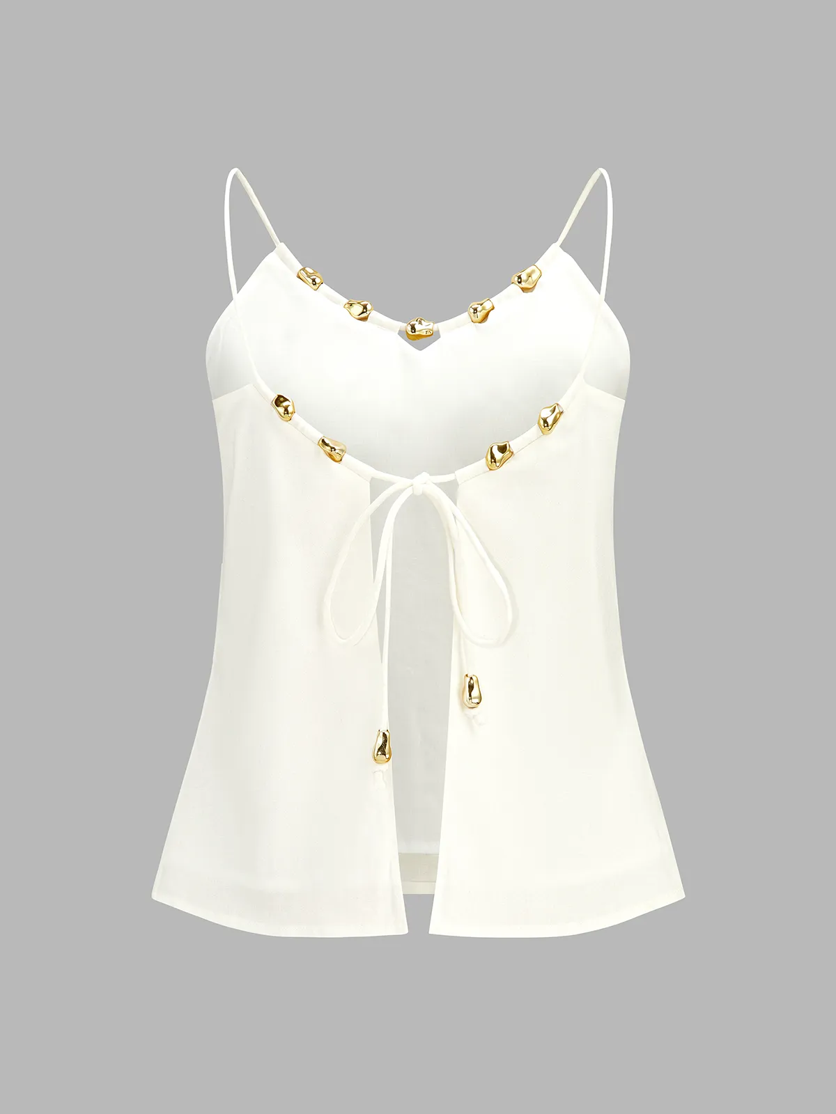 Linen Blend Metal Detail Cami Top & Shorts Set sold by COMMENSE product image thumbnail 4