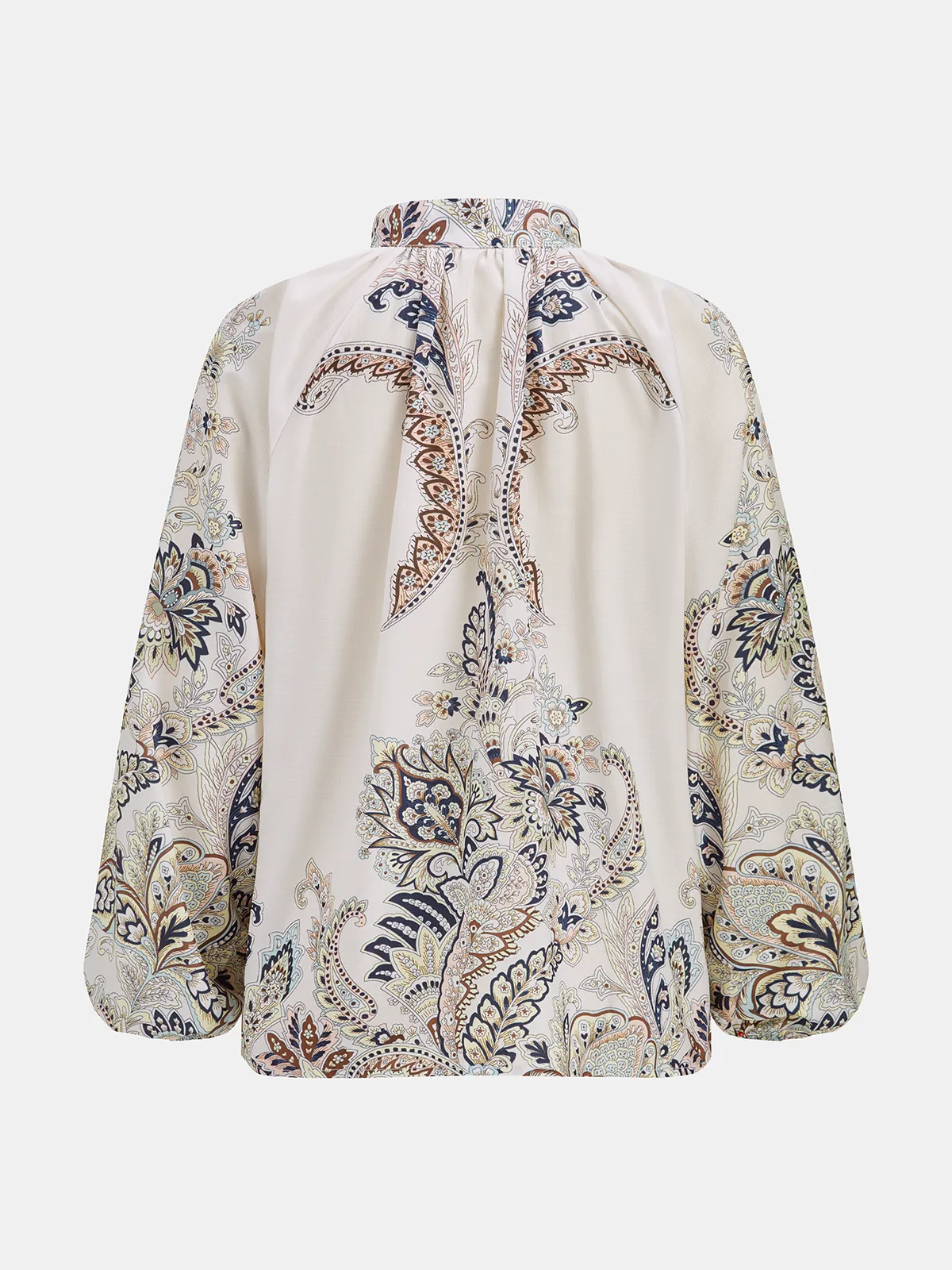 Linen Blend Paisley Print Belted Blouse & Shorts Set sold by COMMENSE product image thumbnail 3