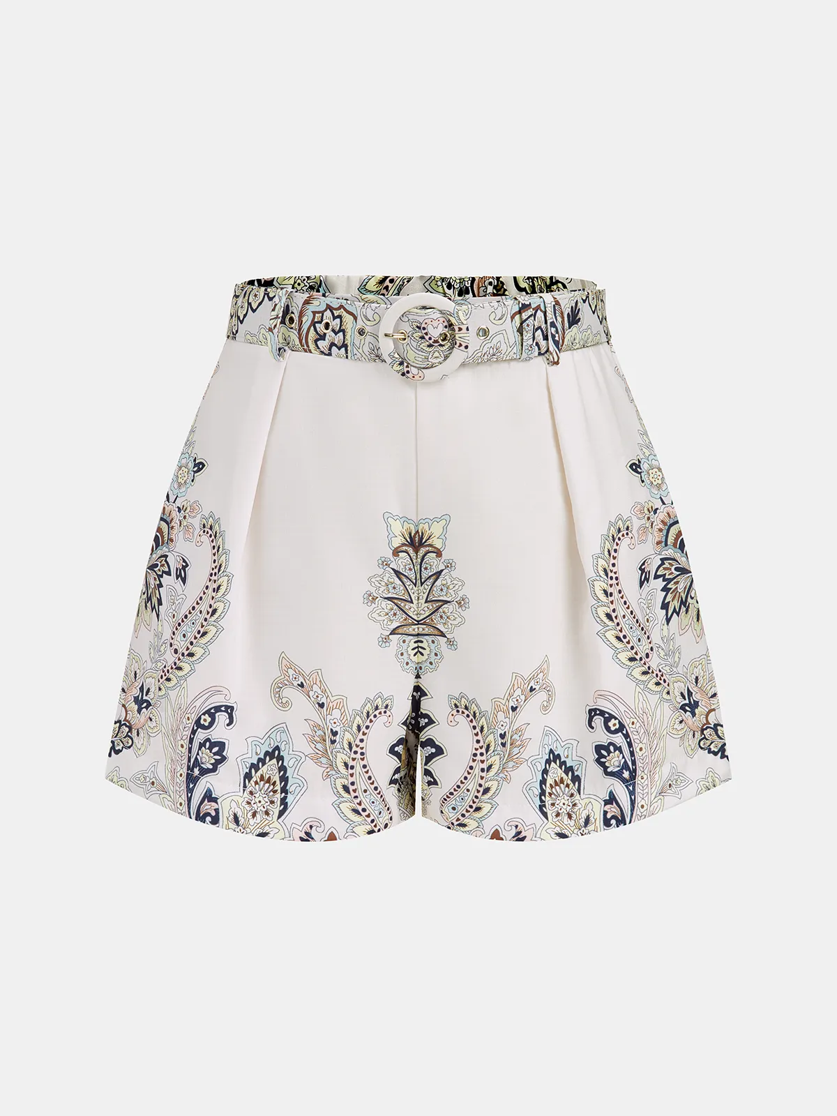 Linen Blend Paisley Print Belted Blouse & Shorts Set sold by COMMENSE product image thumbnail 4