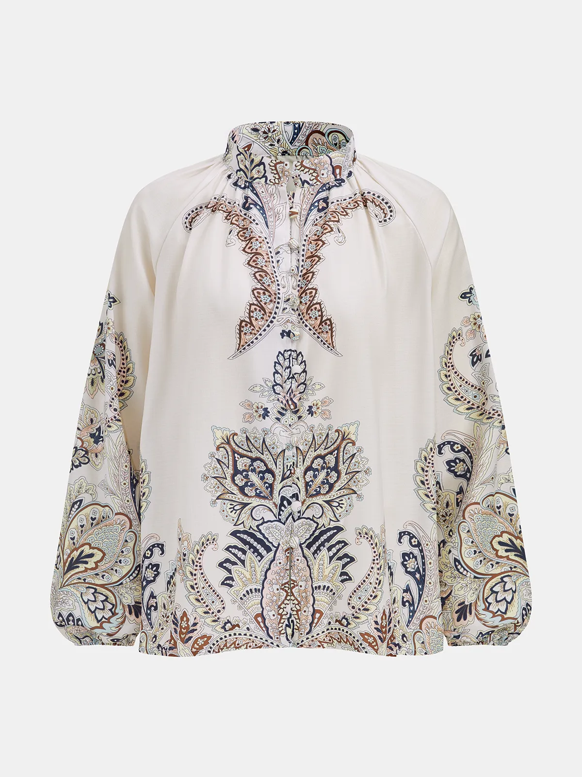Linen Blend Paisley Print Belted Blouse & Shorts Set sold by COMMENSE product image thumbnail 2