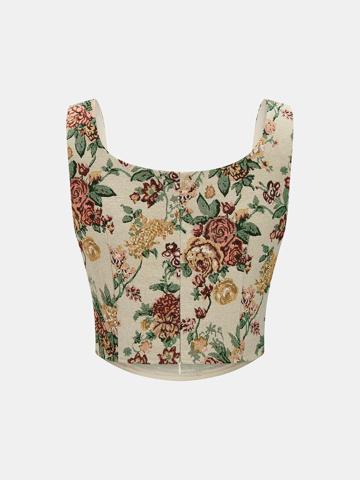 Floral Jacquard Bustier Crop Top & Mini Skirt Set sold by COMMENSE product image thumbnail 3