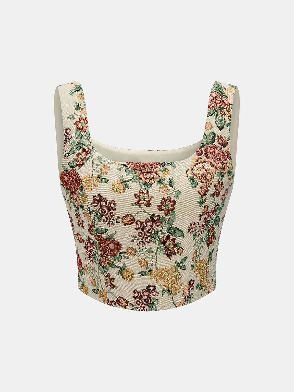 Floral Jacquard Bustier Crop Top & Mini Skirt Set sold by COMMENSE product image thumbnail 2