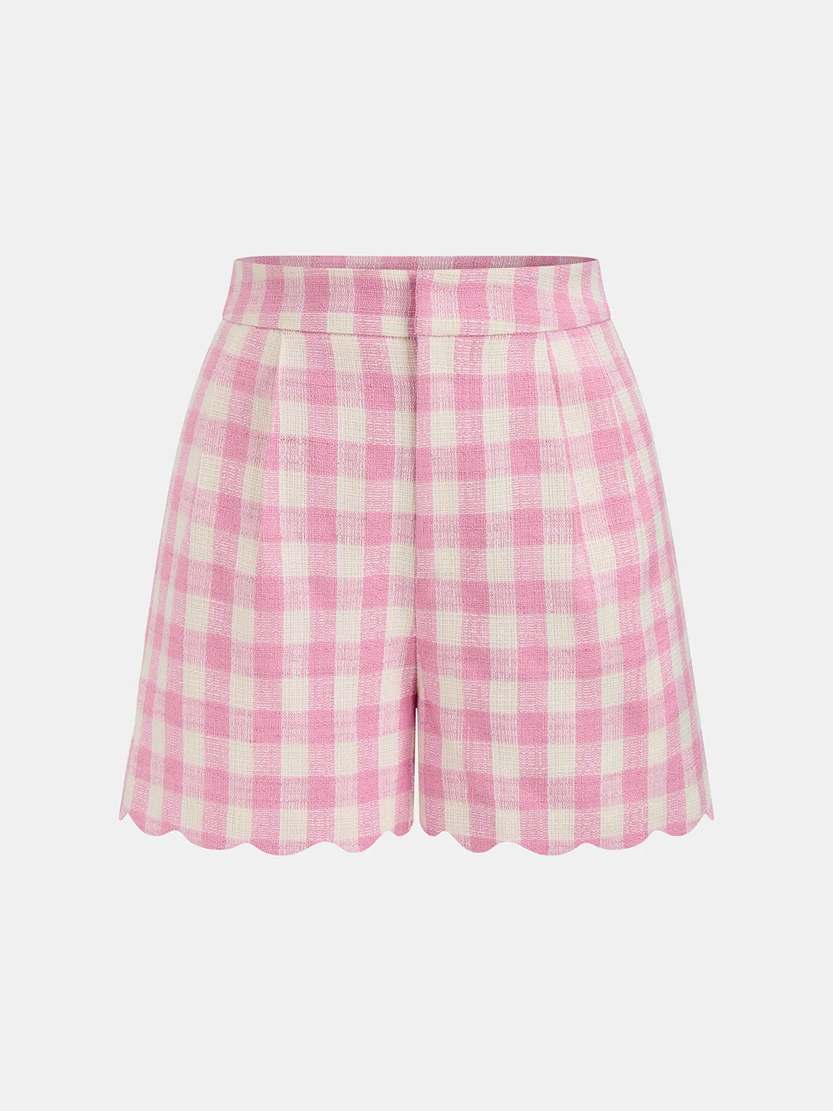 Gingham Scallop Hem Crop Top & Shorts Set sold by COMMENSE product image thumbnail 5