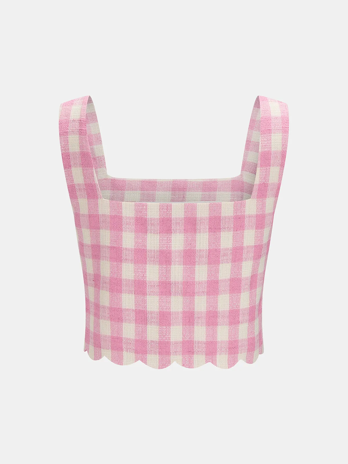 Gingham Scallop Hem Crop Top & Shorts Set sold by COMMENSE product image thumbnail 4