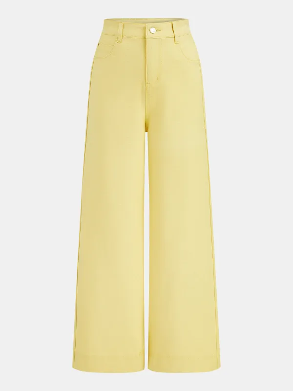 High Waisted Wide Leg Denim Pants made by COMMENSE