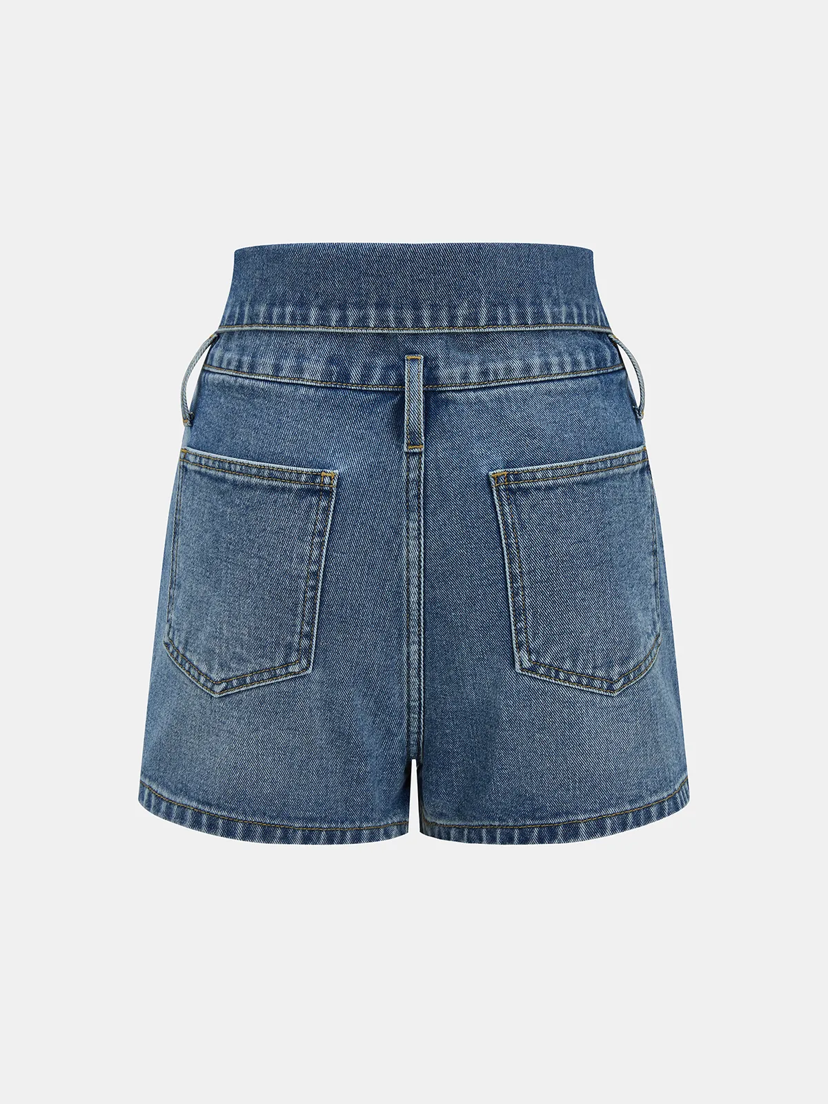 Fold Over Waistband Metal Button Denim Shorts sold by COMMENSE product image thumbnail 2