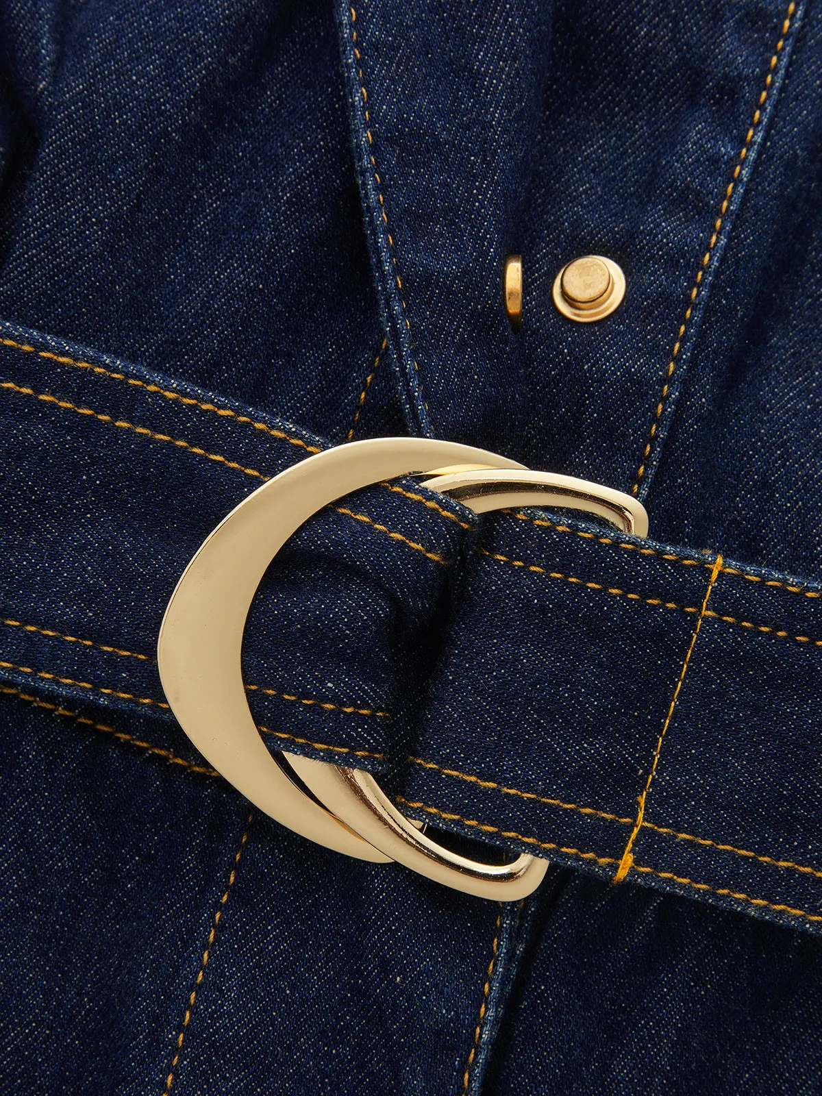 Belted Epaulet Denim Sleeveless Romper sold by COMMENSE product image thumbnail 4