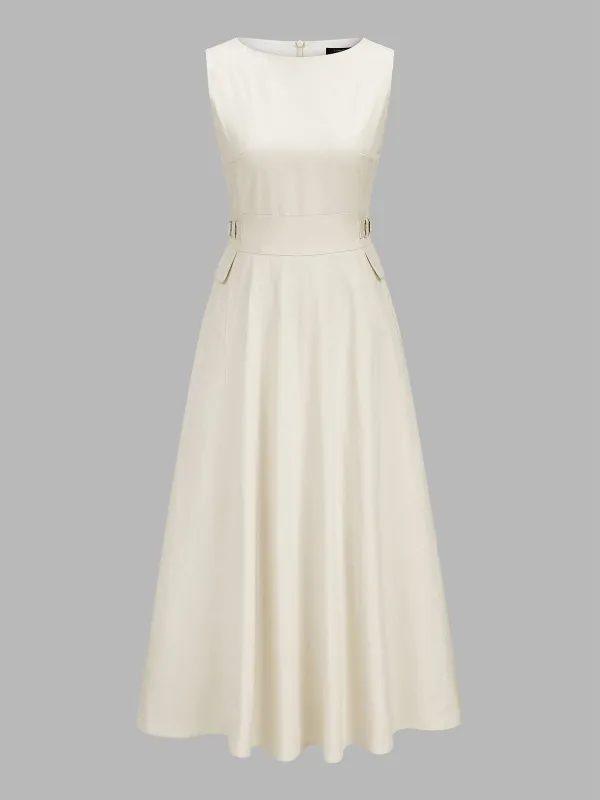 Buckle Waist Sleeveless Maxi Dress made by COMMENSE