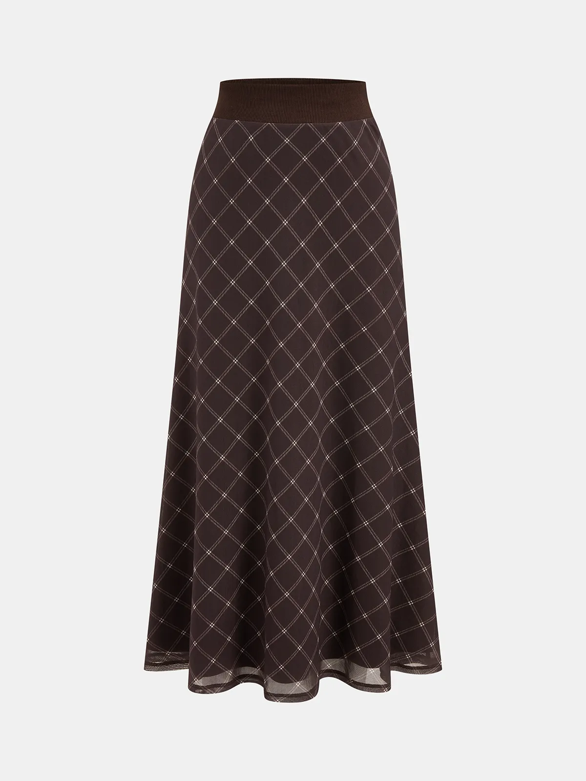 Plaid Off-Shoulder Top & Maxi Skirt Set sold by COMMENSE product image thumbnail 4