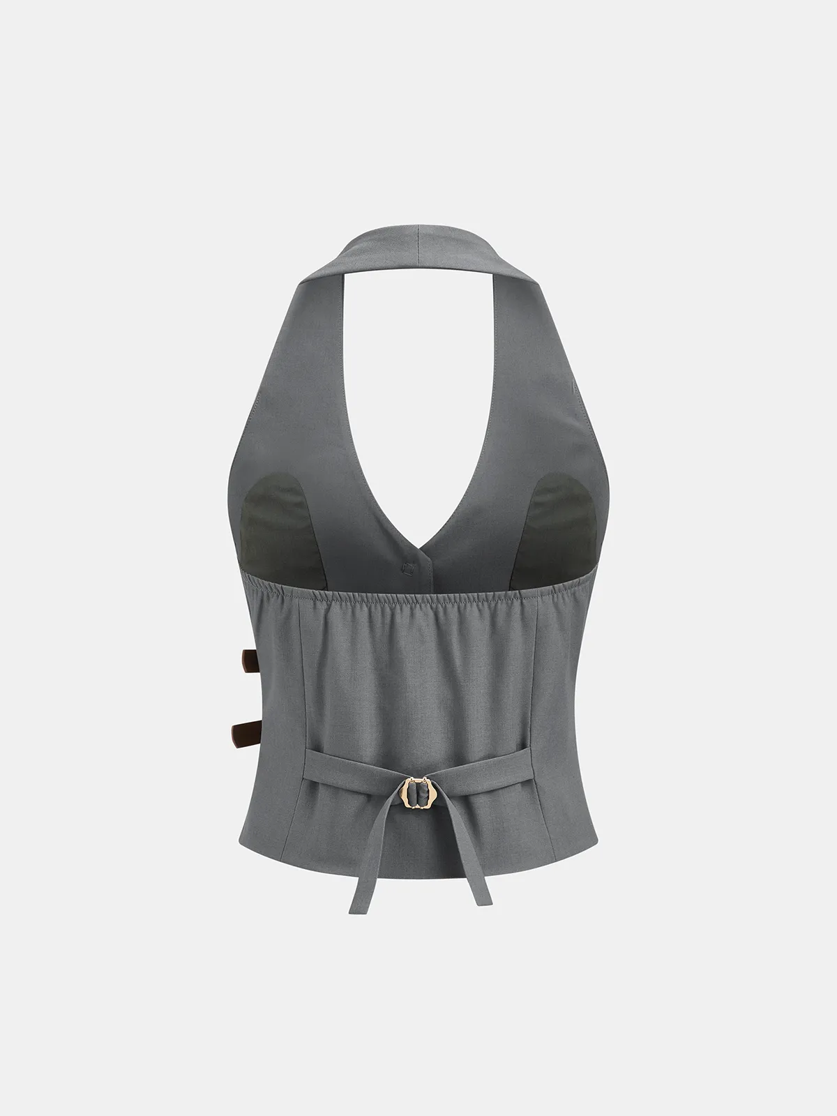 Buckle Detail Halter Neck Vest & Pants Set sold by COMMENSE product image thumbnail 3
