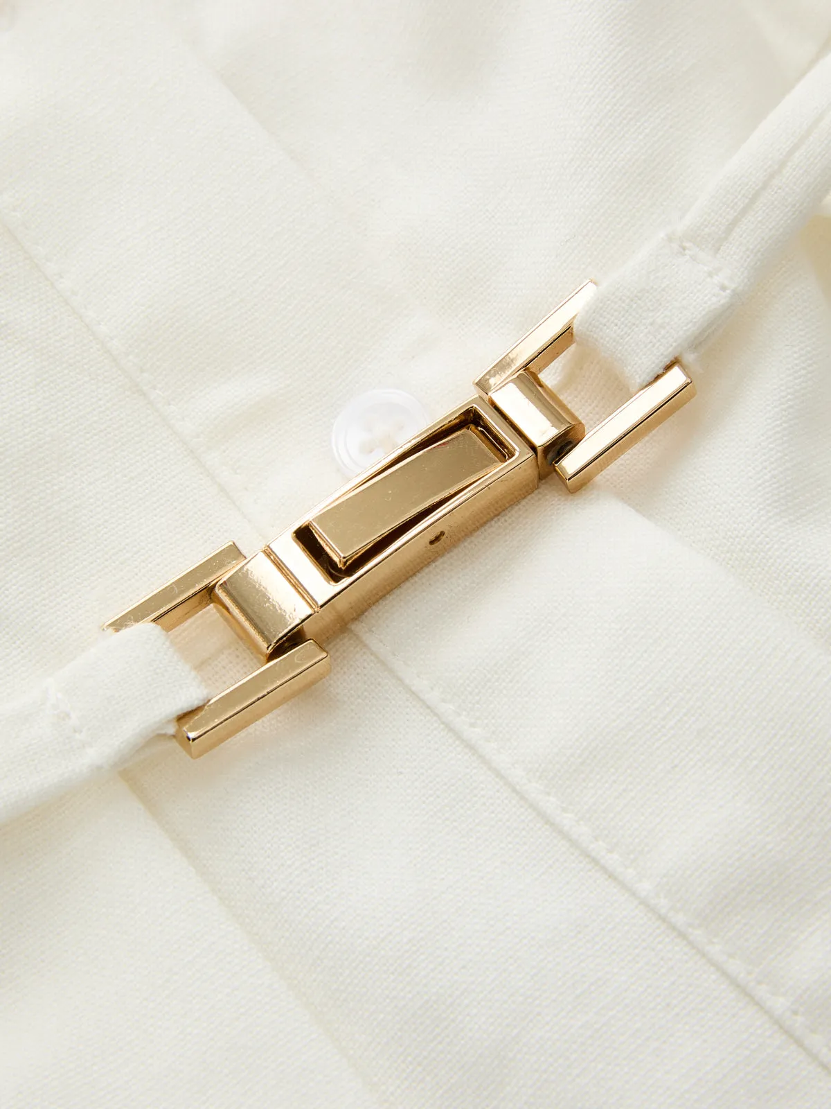 Belted Stand Collar Sleeveless Pleated Shirt Midi Dress sold by COMMENSE product image thumbnail 4