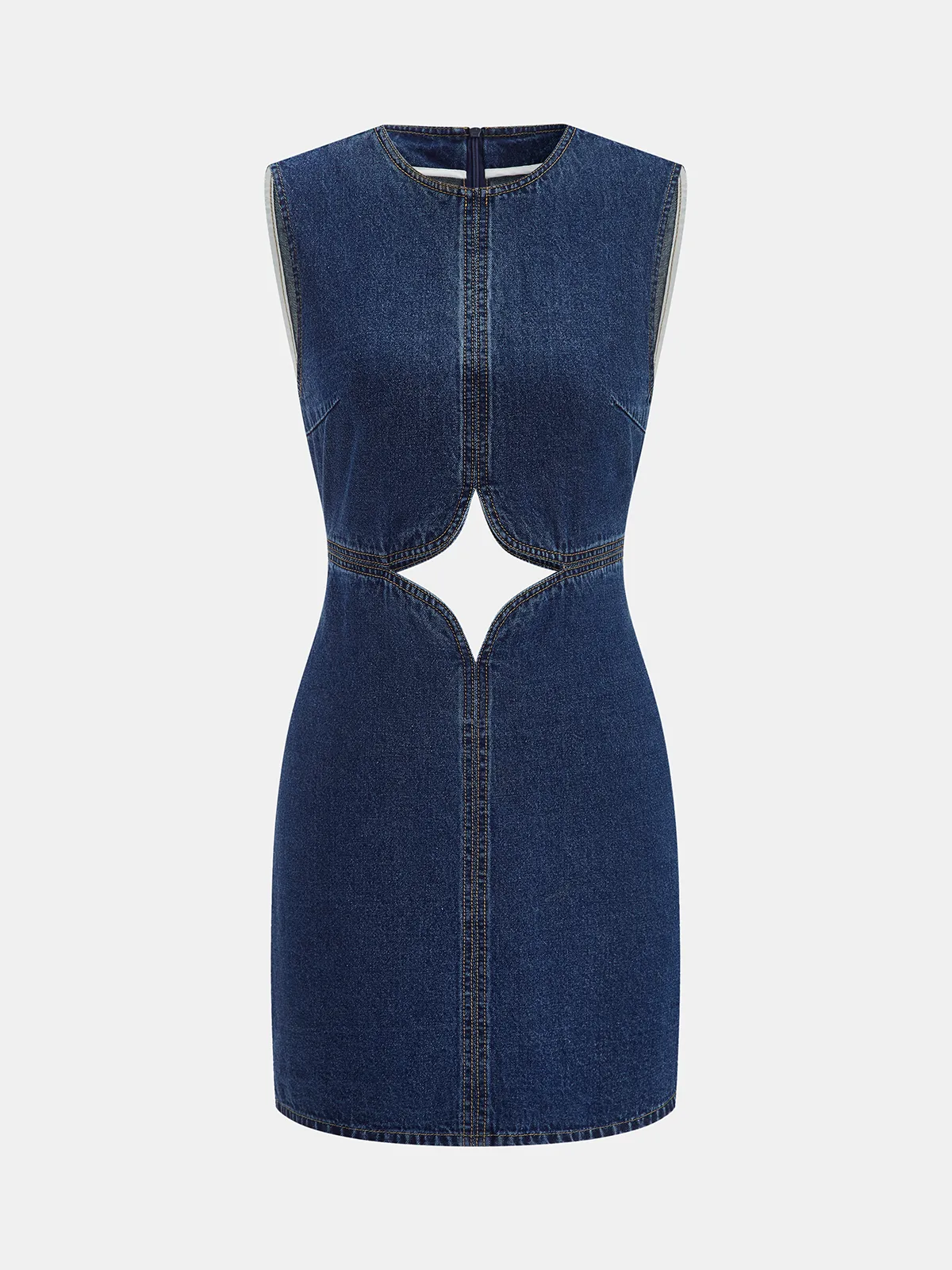 Cutout Sleeveless Denim Mini Dress sold by COMMENSE product image thumbnail 3