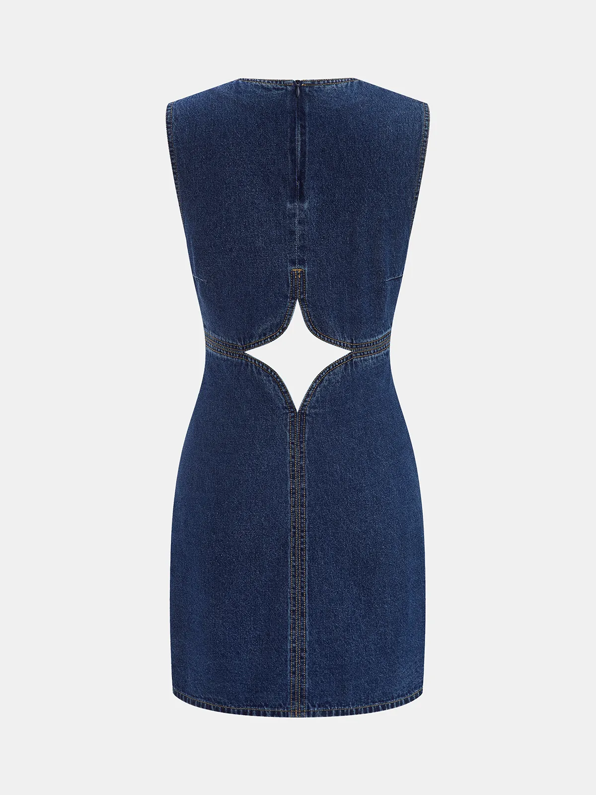 Cutout Sleeveless Denim Mini Dress sold by COMMENSE product image thumbnail 4