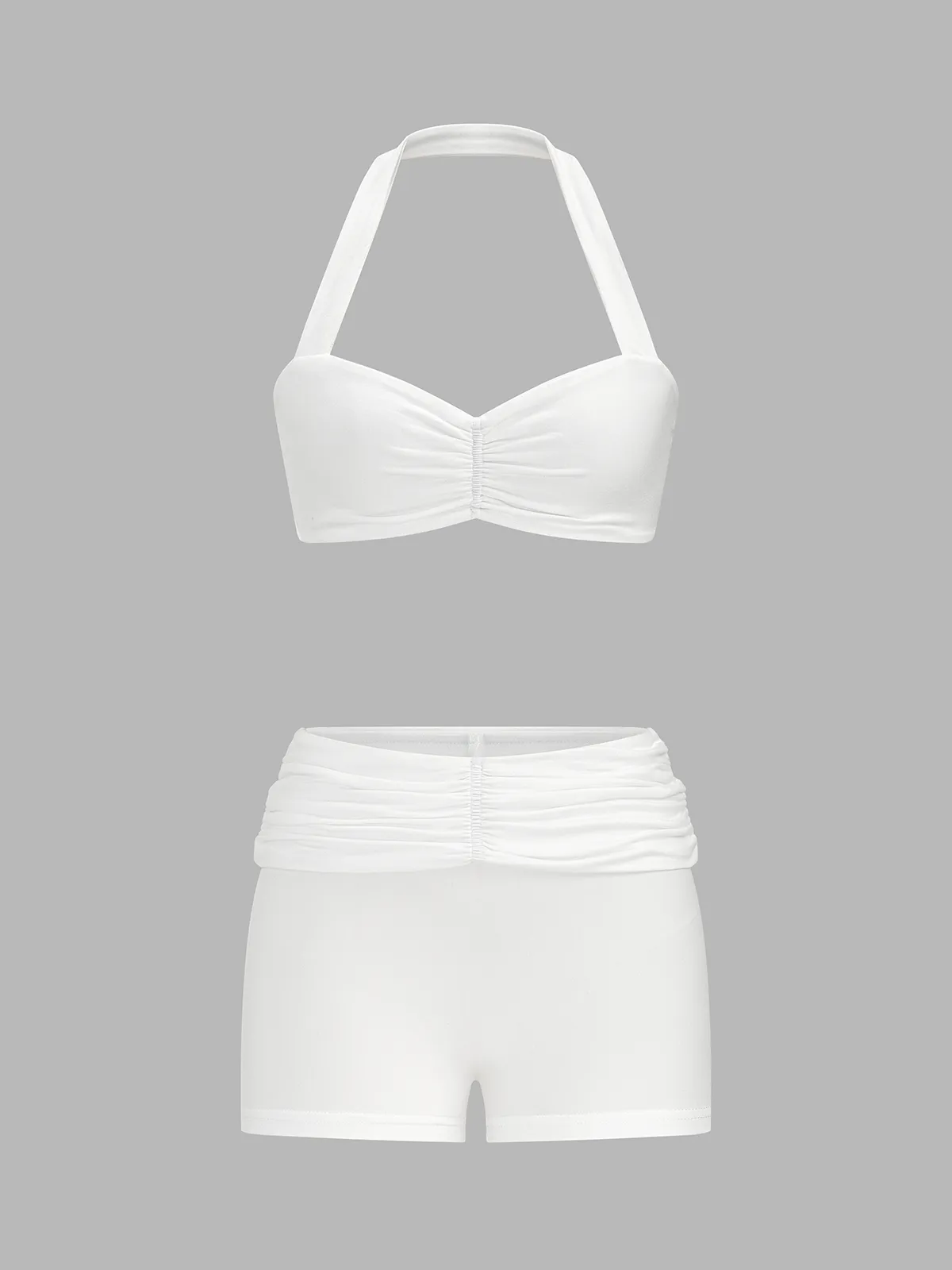 Ruched Halter Neck Two Piece Swimsuit Set sold by COMMENSE