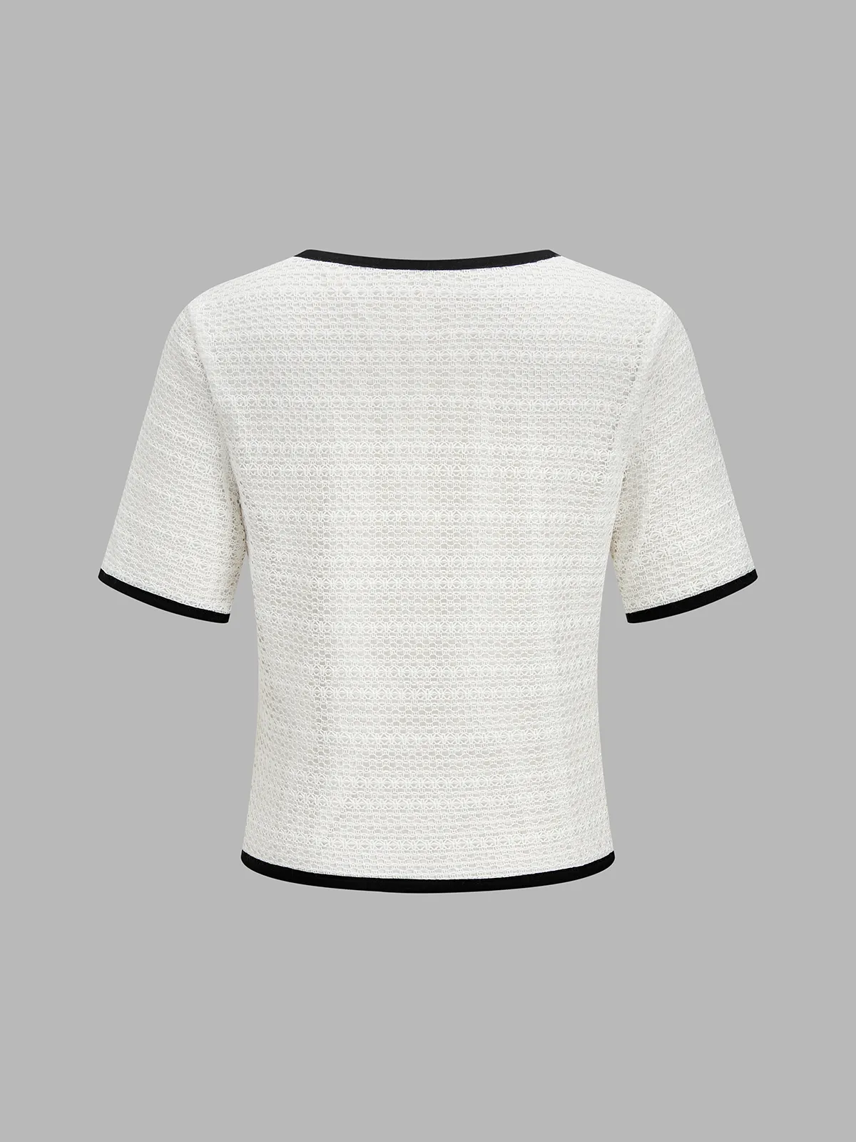 Knitted Contrast Binding Tie Front Top & Shorts Set sold by COMMENSE product image thumbnail 4