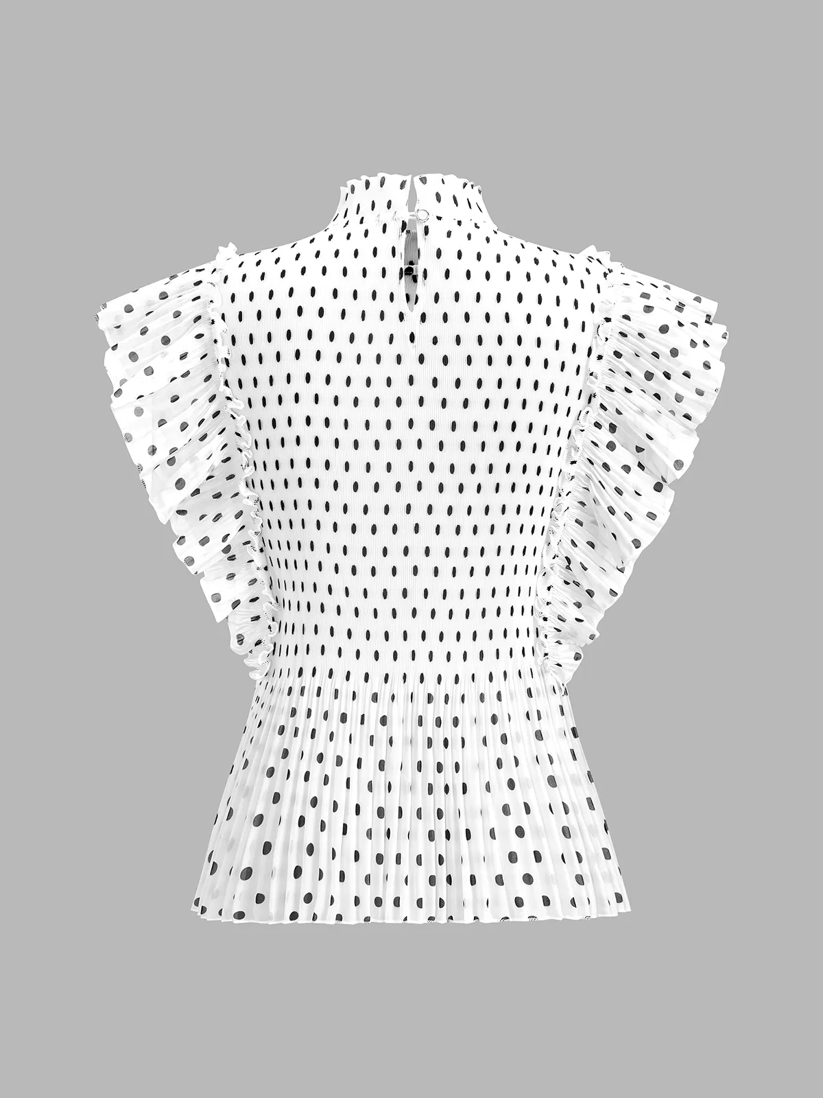 Polka Dot Ruffle Sleeve High Neck Blouse sold by COMMENSE product image thumbnail 3